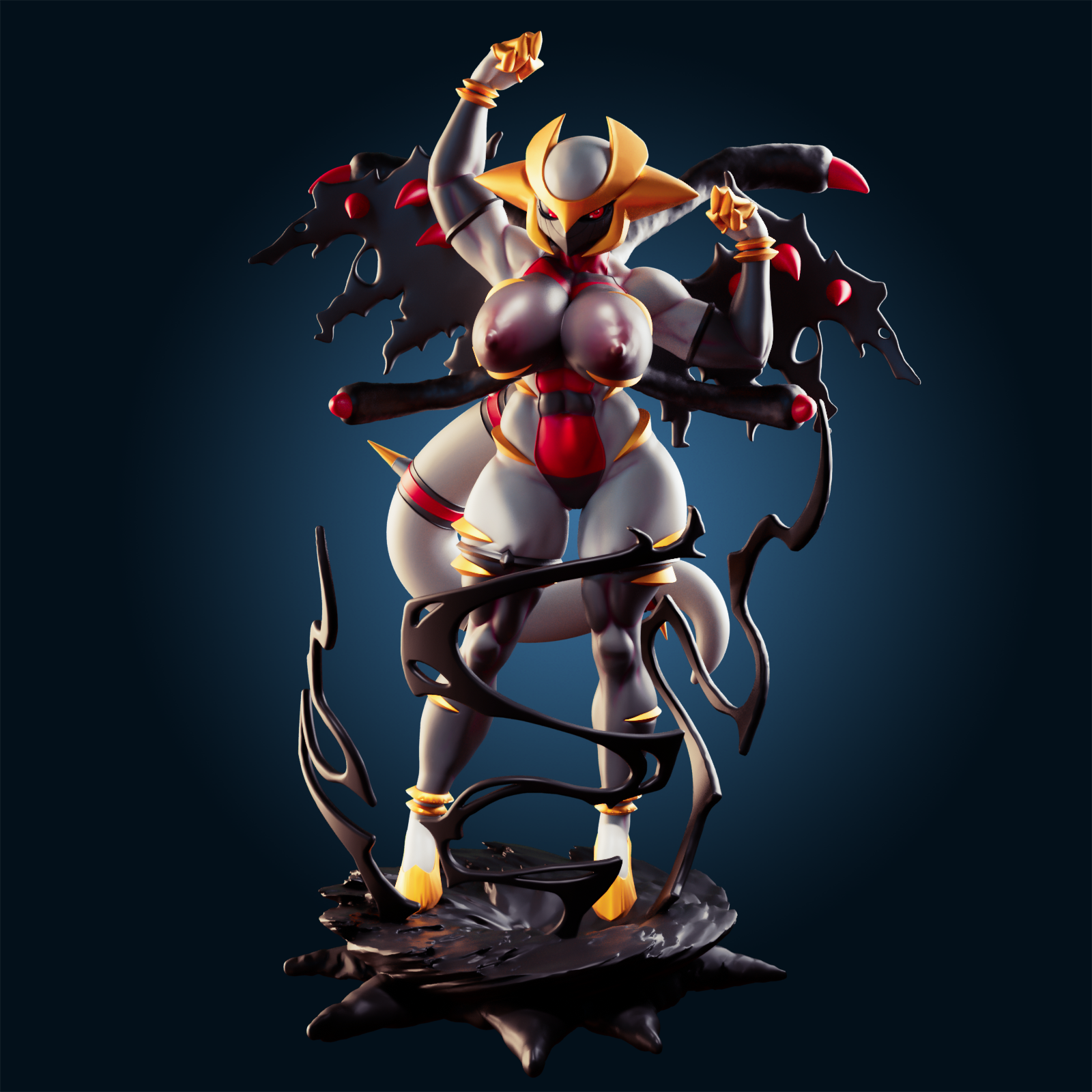 Giratina Muscle Mommy Statue | Pokémon Fan Art by Officer Rhu SFW,NSFW,Futa 3d printed,Giratina statue,futa statue,pokemon statue,furry statue,nsfw statue