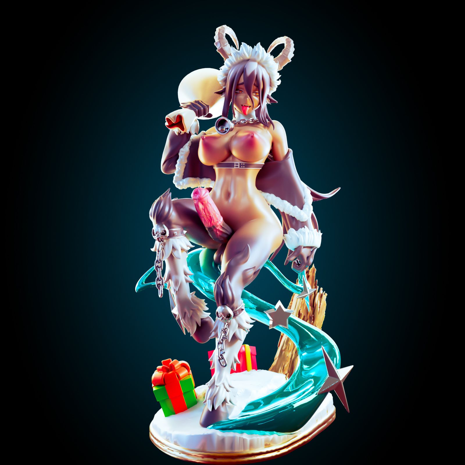 Christmas Krampus Statue | Monster Girl Fan Art by Officer Rhu SFW,NSFW,Futa 3d printed statue,3d printed,nsfw statue,Christmas Krampus Statue,Monster Girl Statue,futa statue