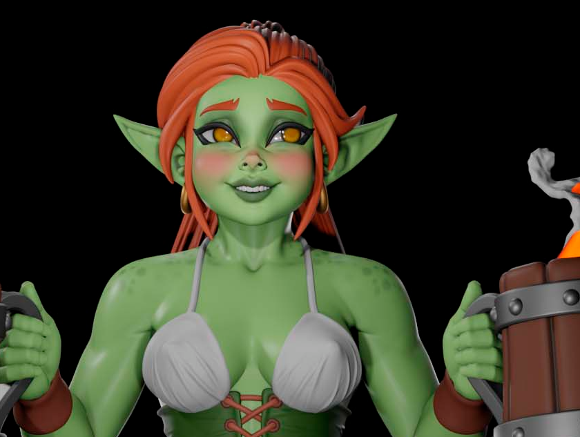 Goblin Girl Barmaid Statue | Original Fan Art by Digital Dark SFW,NSFW,Futa futa statue,3d printed,nsfw statue,Goblin Girl Barmaid Statue,3d printed figure,3d printed