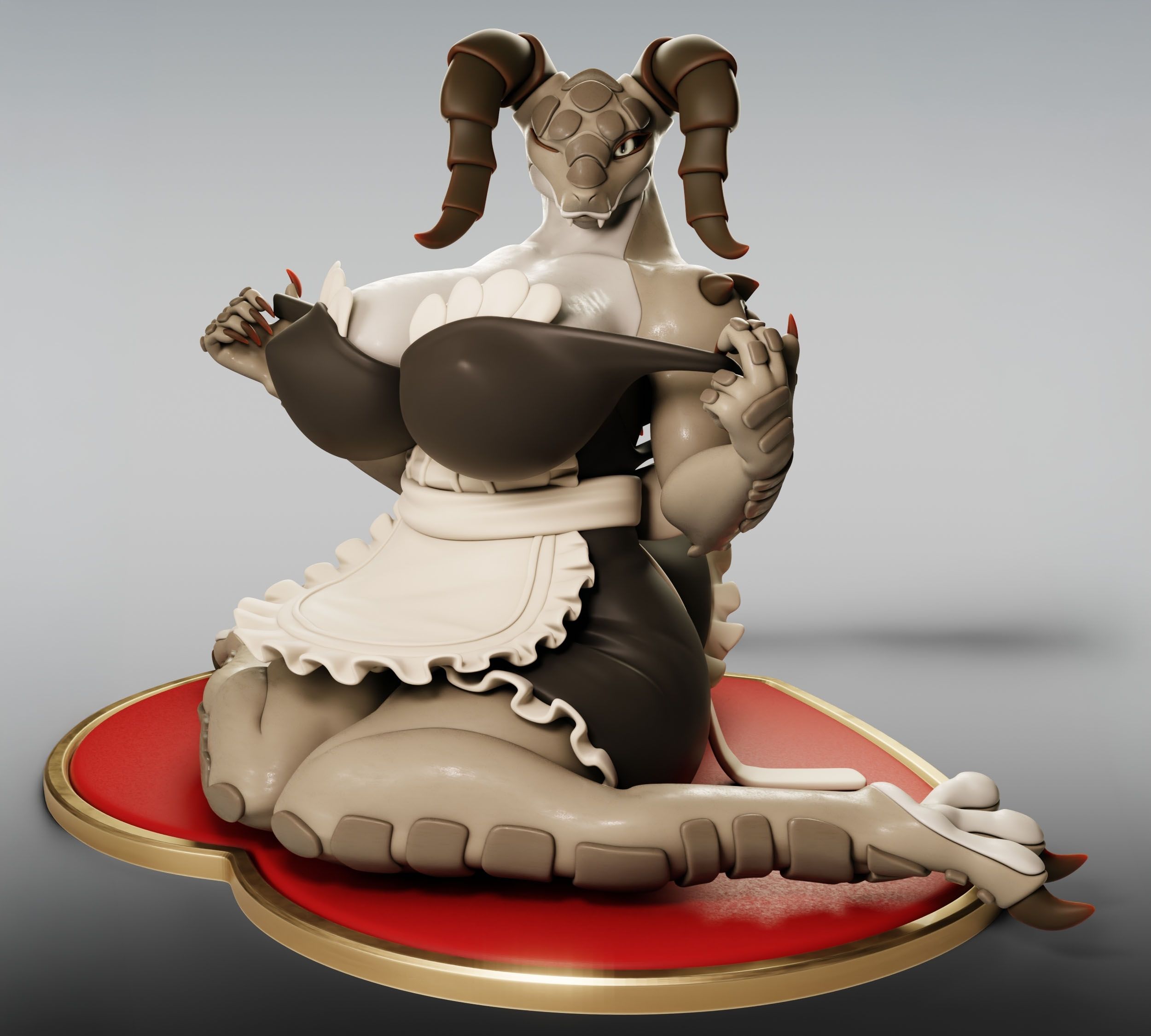 Deathclaw Maid Furry Statue | Fallout Fan Art by Gray World SFW 3d printed statue,3d printed,Argonian Maid Statue,Fallout statue,3d printed figure,furry statue