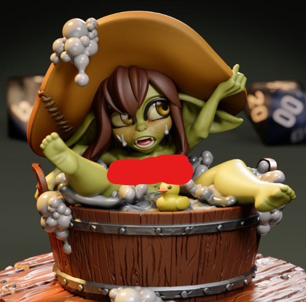 Bath Time Goblin Girl Miniature | DnD Fan Art by Jigglystix NSFW 3d printed,miniature,dnd miniature,Bath Time Goblin Girl,3d printed miniature,nsfw miniature