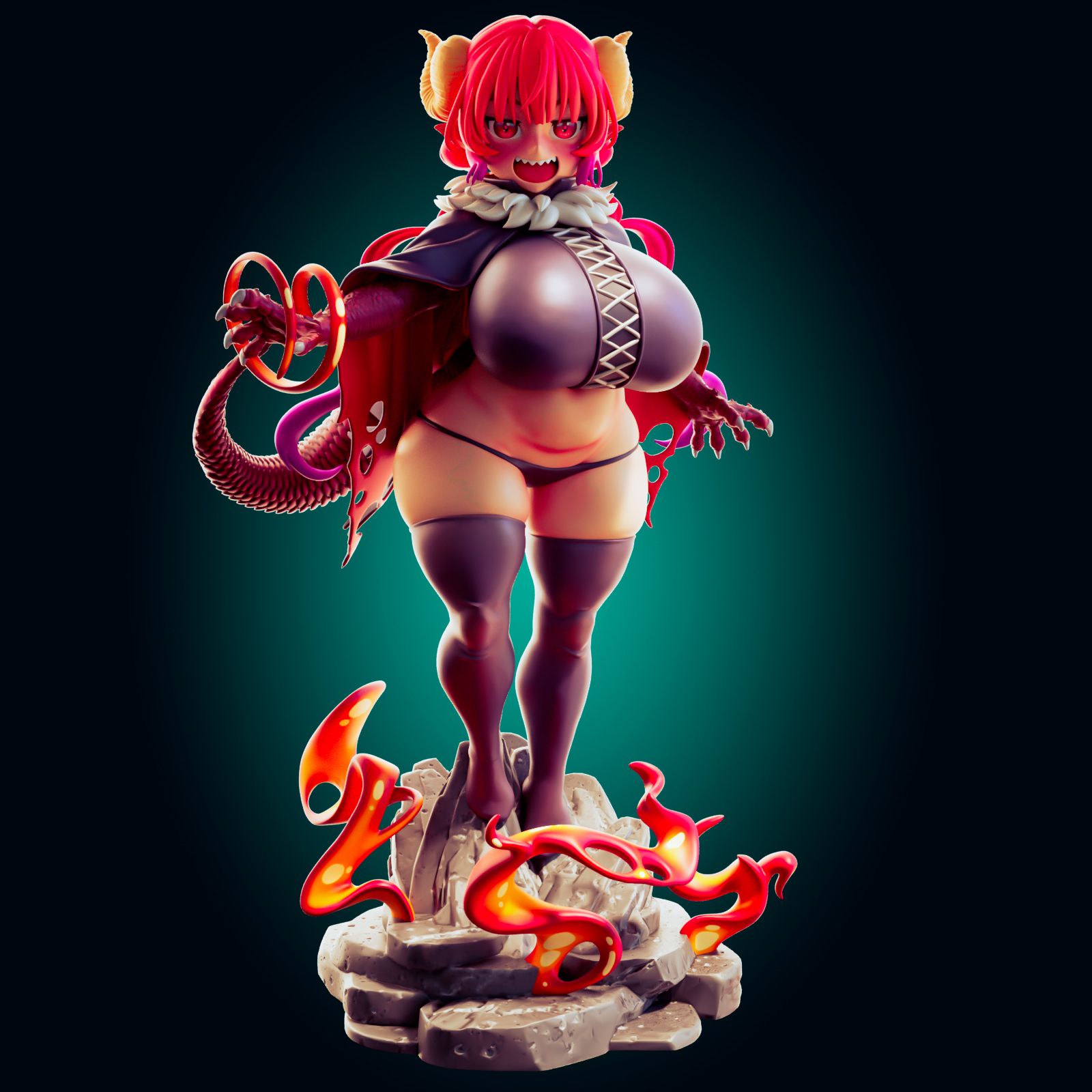 Ilulu Dragon Short Statue | Miss Kobayashi's Dragon Maid Fan Art by Officer Rhu SFW,NSFW,Futa 3d printed,Ilulu Dragon statue,futa statue,Miss Kobayashi's Dragon Maid statue,furry statue,nsfw statue