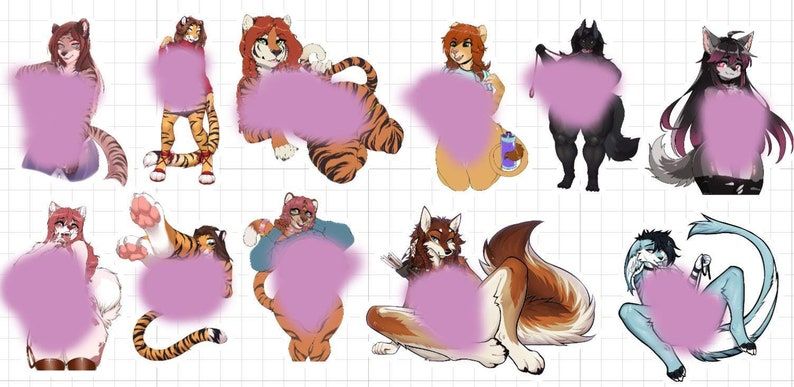 Furry Nsfw Girl Mix Pack Sticker | Original Vinyl Sticker NSFW furry sticker,stickers,furry nsfw sticker,NSFW stickers