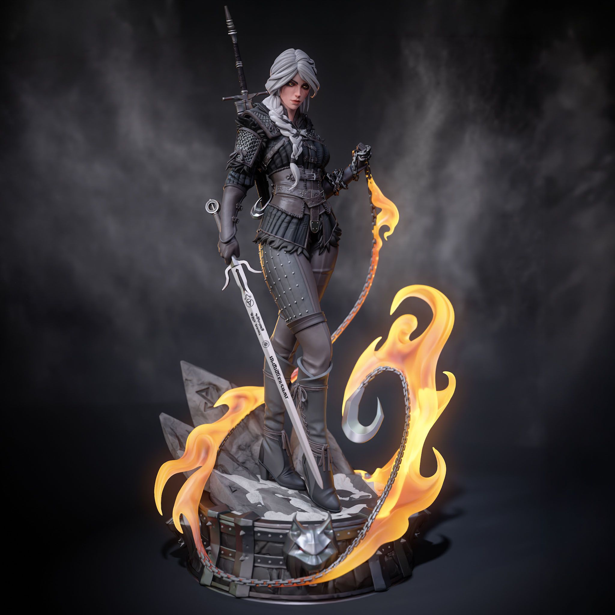 Ciri Older Statue | The Witcher Fan Art by Bulkamancer SFW 3d printed statue,3d printed,Ciri Older Statue,3d printed figure,The Witcher statue