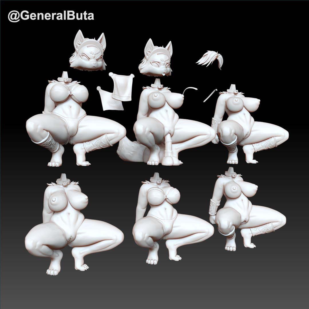 Krystal Statue | Star Fox Fan Art by GeneralButa SFW,NSFW 3d printed statue,3d printed,furry statue,3d printed nsfw,nsfw statue,Krystal Statue,Star Fox