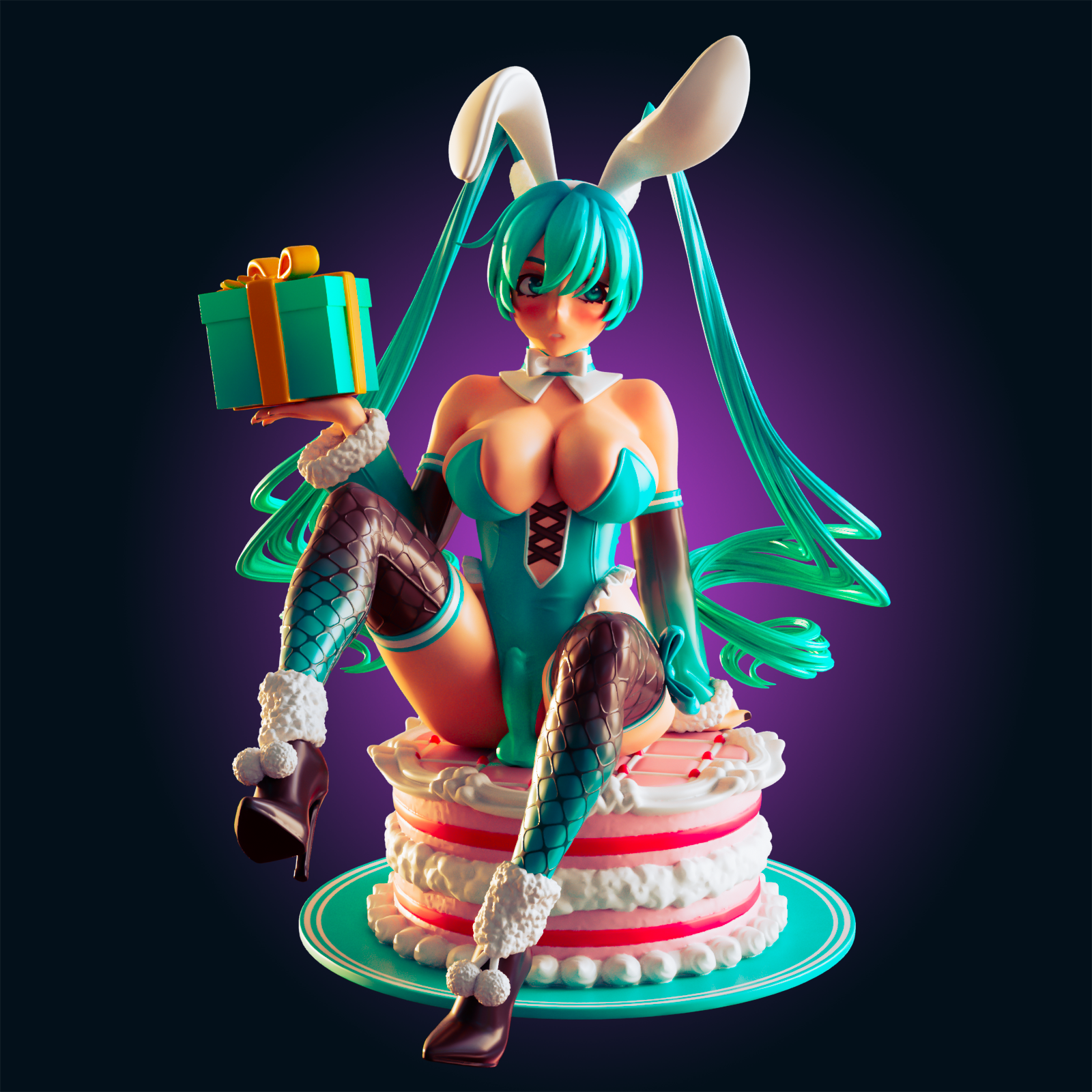 Hatsune Miku Bunny Girl Statue | Vocaloid Fan Art by Officer Rhu SFW,NSFW,Futa 3d printed,Hatsune Miku Bunny Girl statue,futa statue,Vocaloid statue,furry statue,nsfw statue