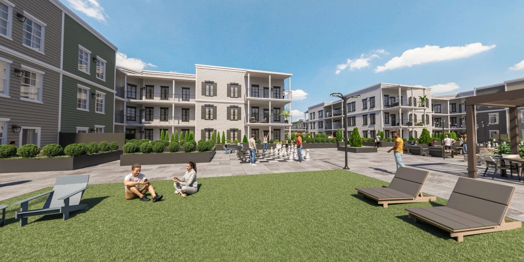 Add a playful touch to your day with a life-size chess board set in the courtyard—fun, social, and perfect for casual competition.
