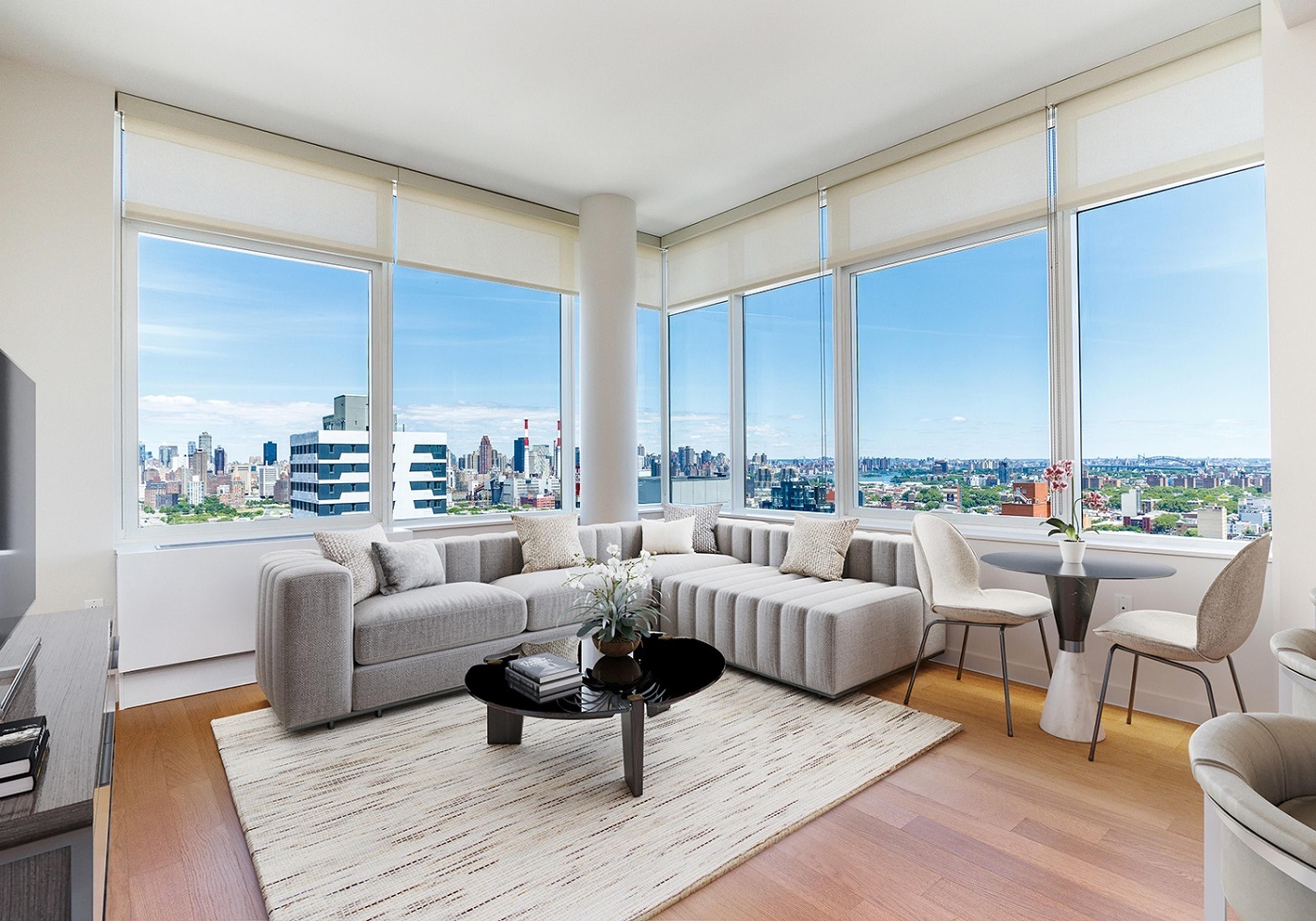 Living room with view of the city