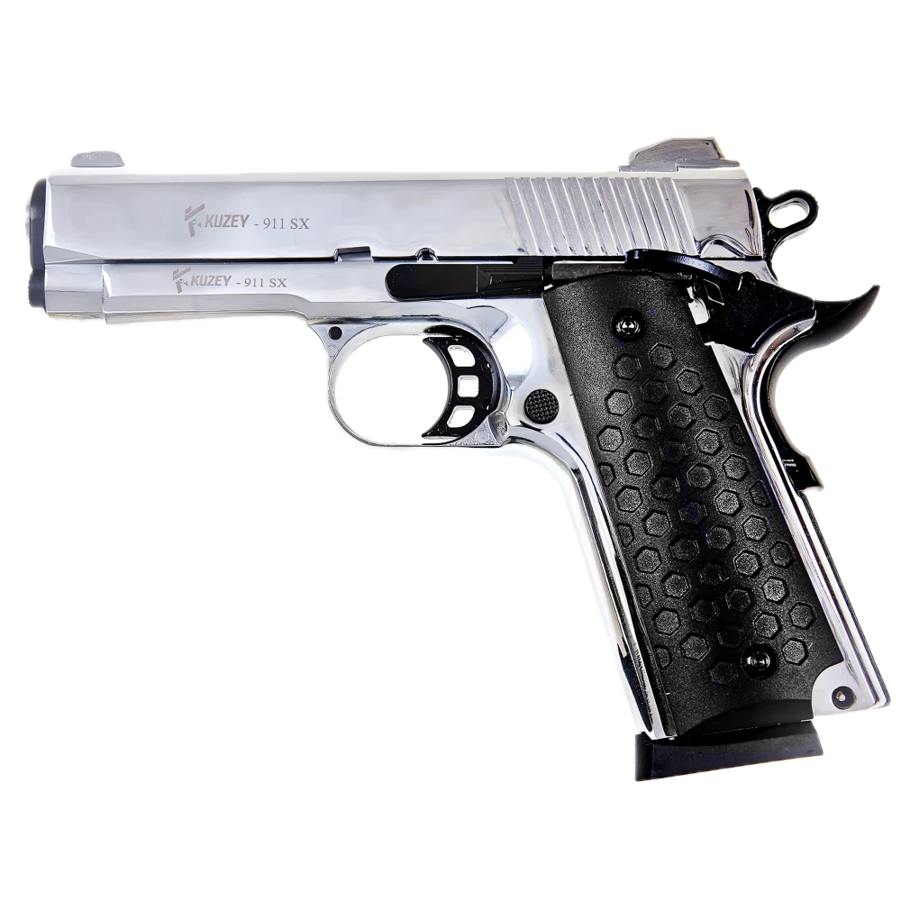 Стартовий пістолет Kuzey matte chrome, з дод. магазином (Colt 1911)