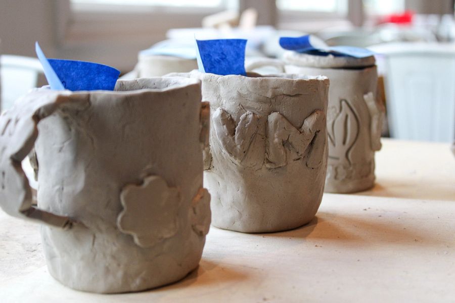 Hand built mugs made during our Cups and Cappuccinos workshop