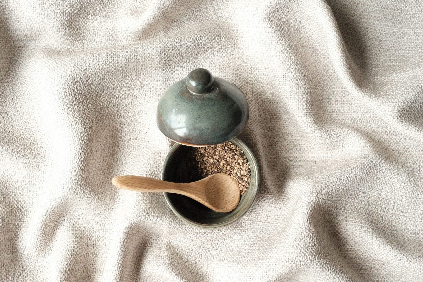 A hand-glazed blue bowl by Devine Perks, made for everyday use