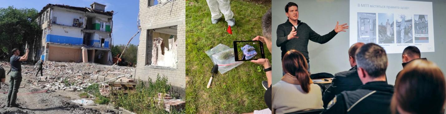 Montag of people in the field and classroom