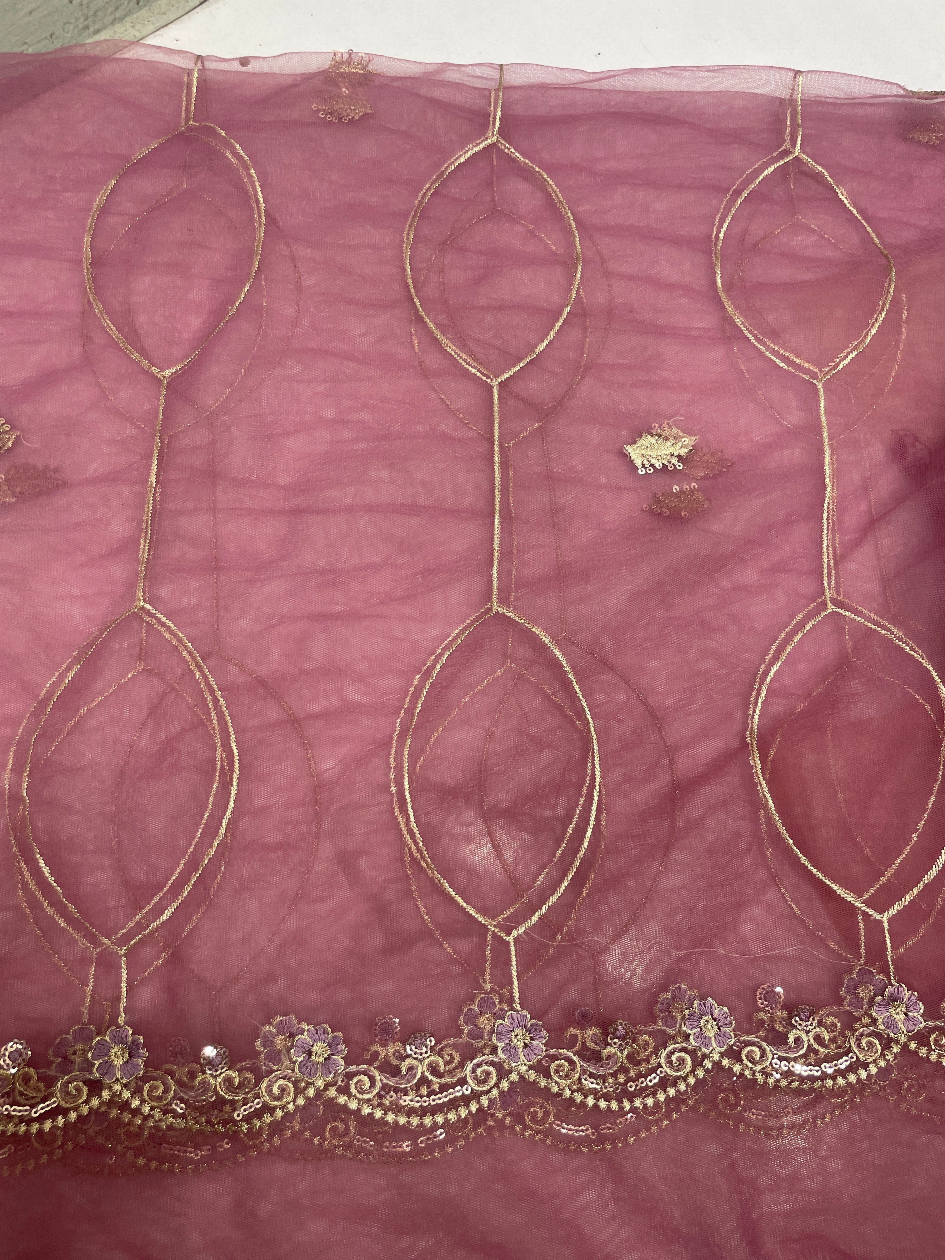 Purple clear soft net duppatta Mariab branded 3 yard length