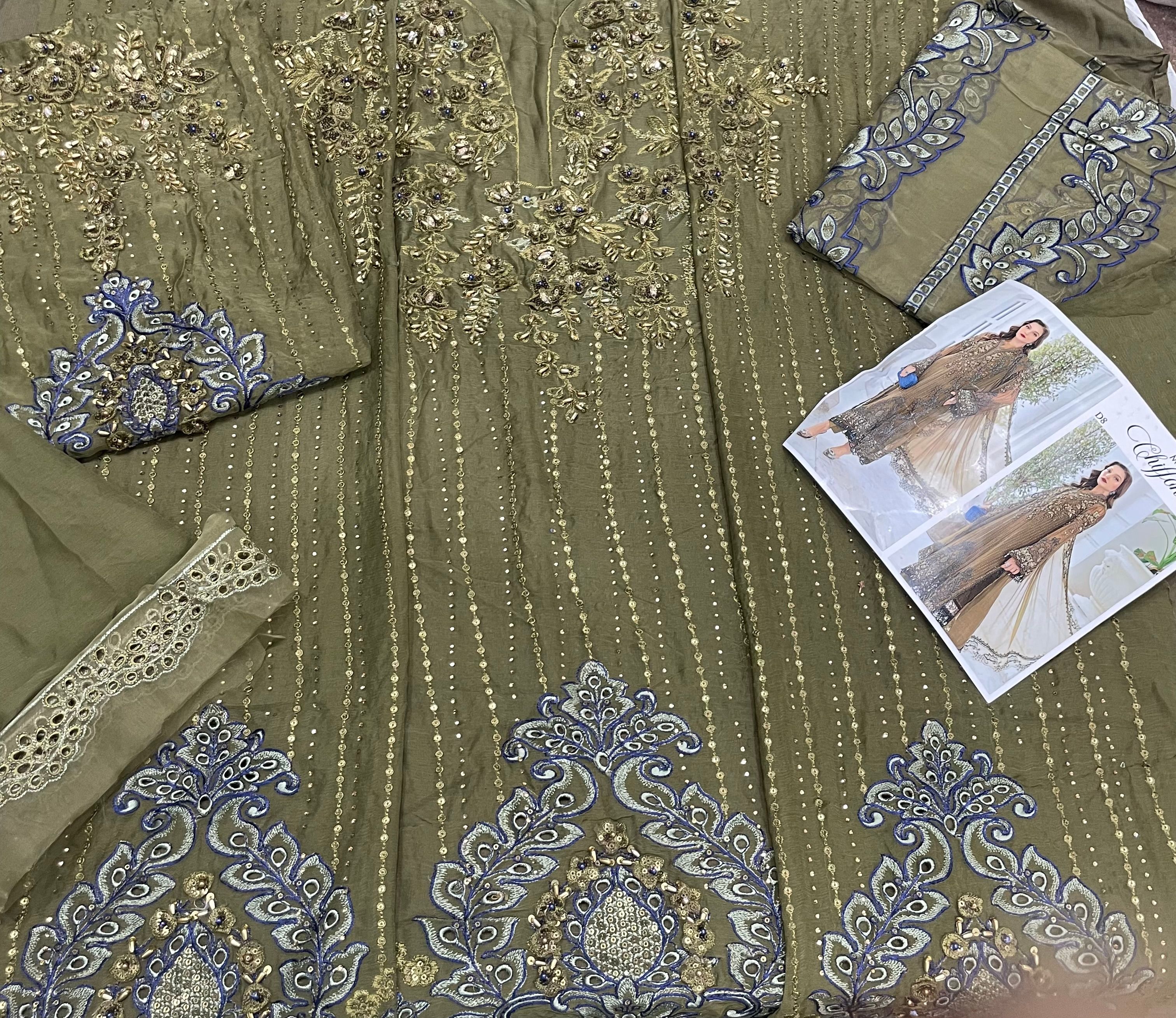 Mariab Olive green 3 piece