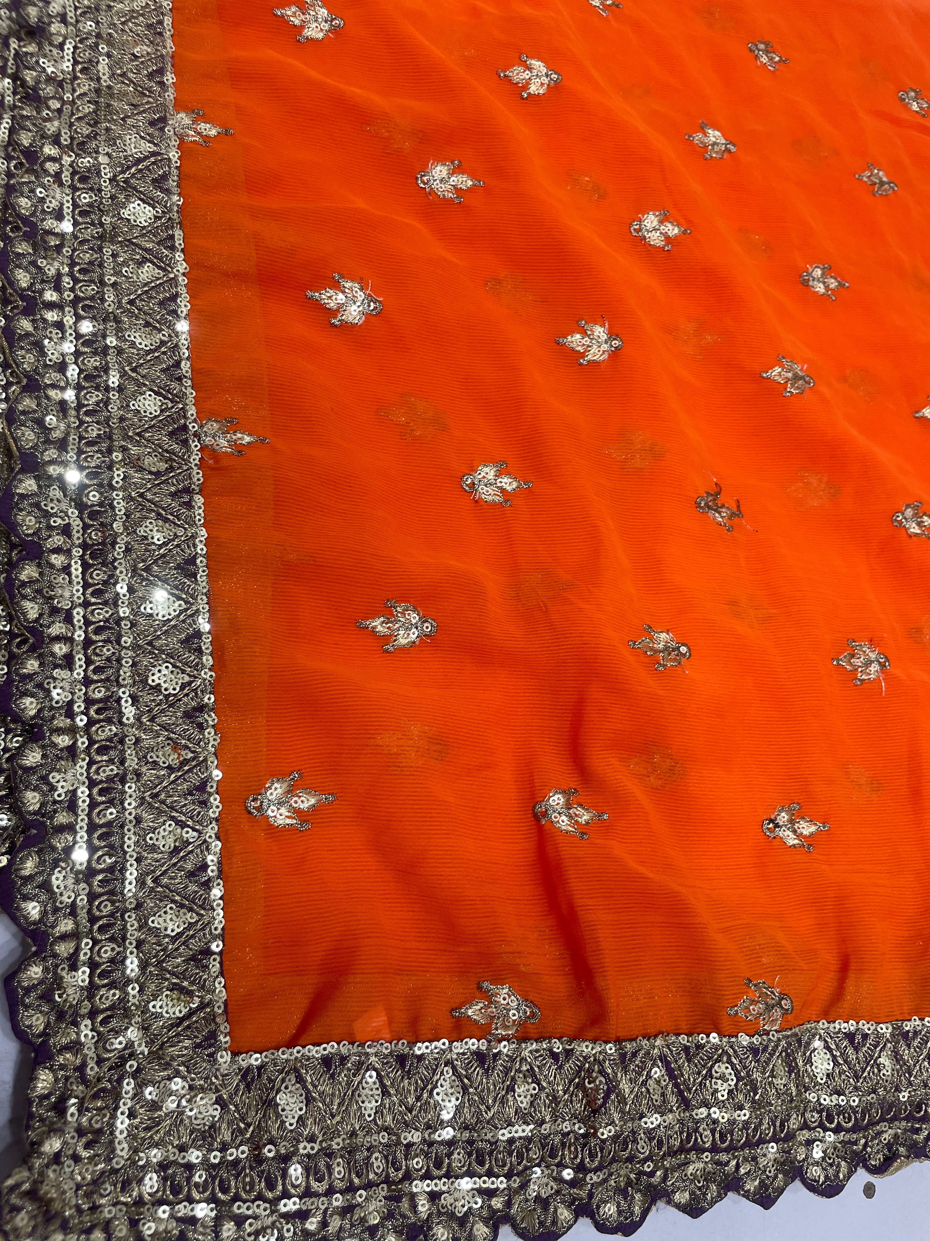 Orange shafoon branded duppatta ready to wear 