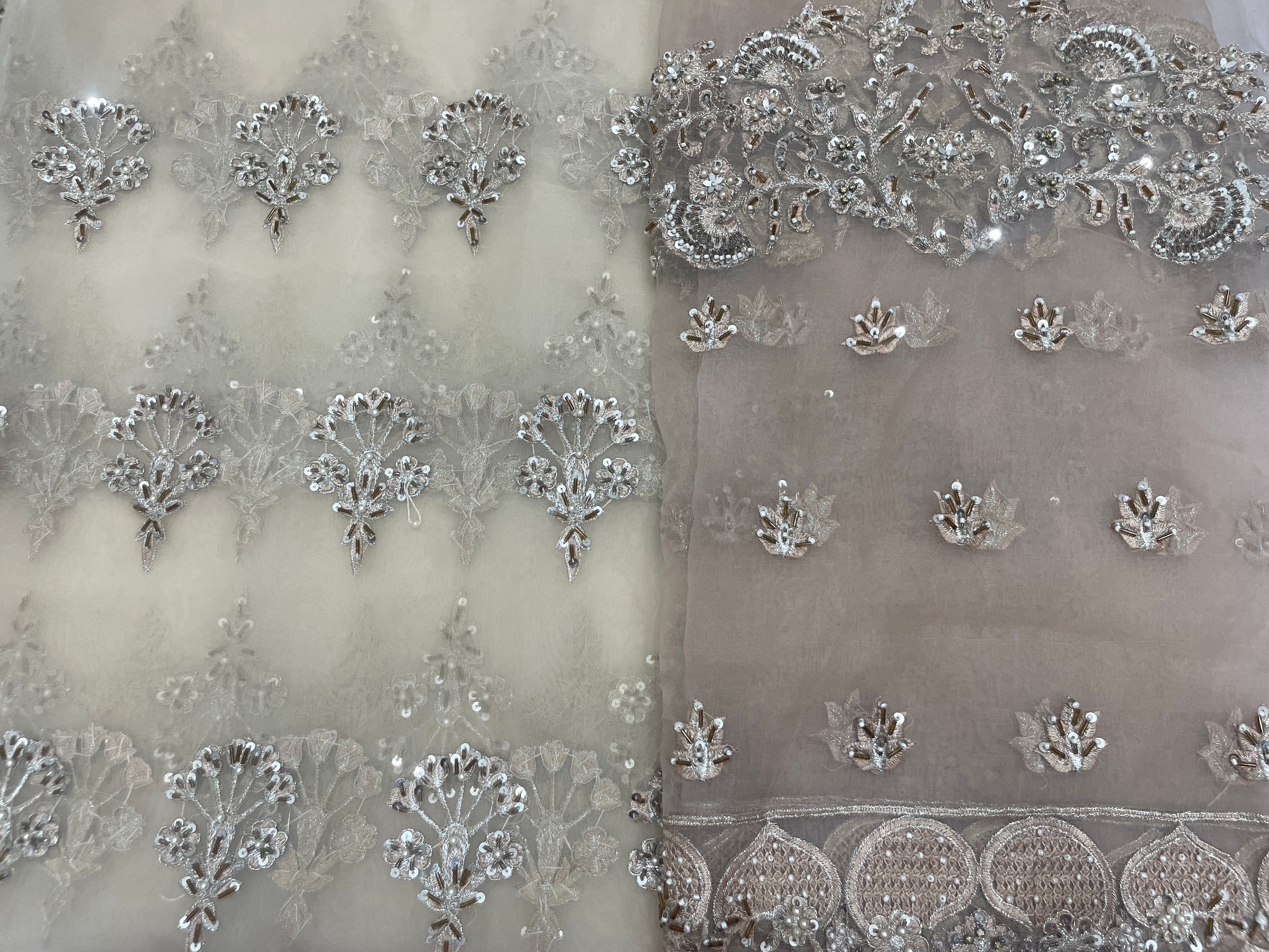 Hand embellished organza complete shirt deal