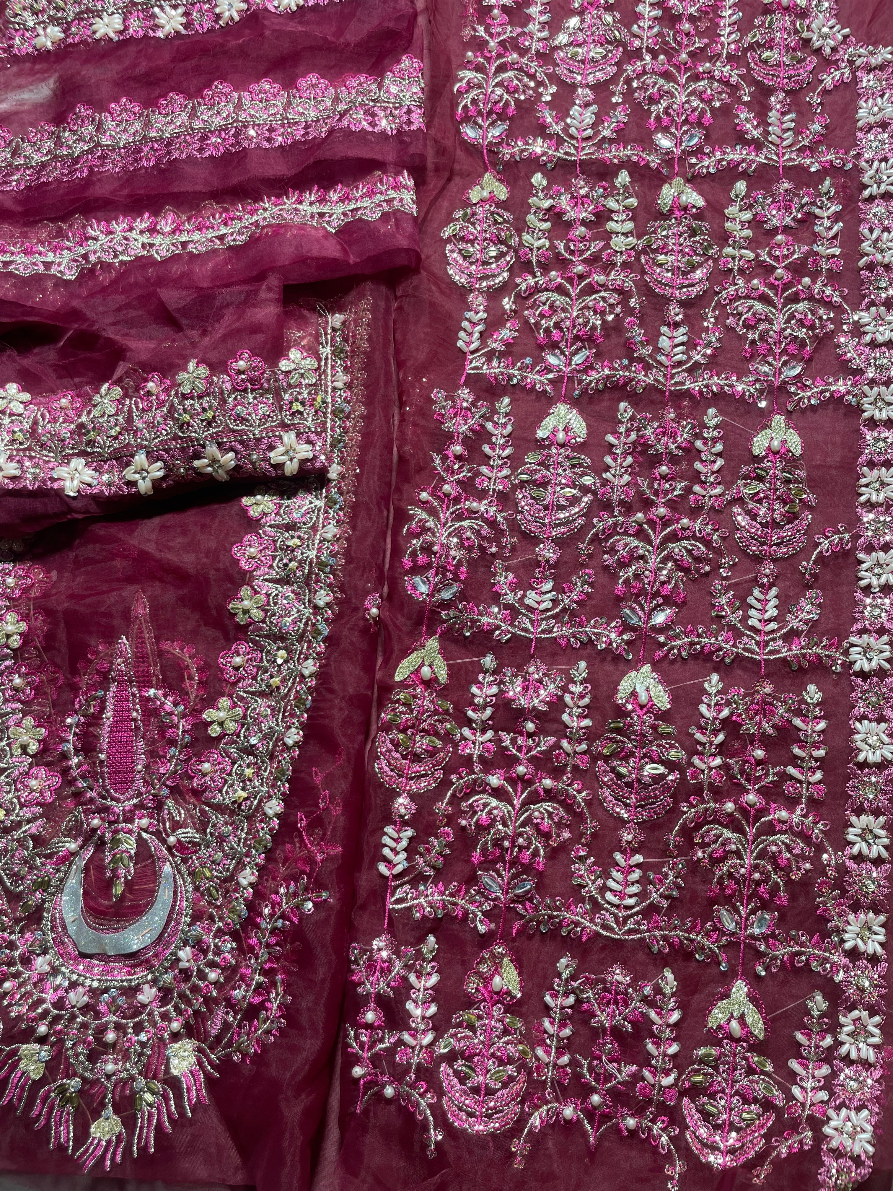 Soraya Hot pink heavy hand emblished deal shirt