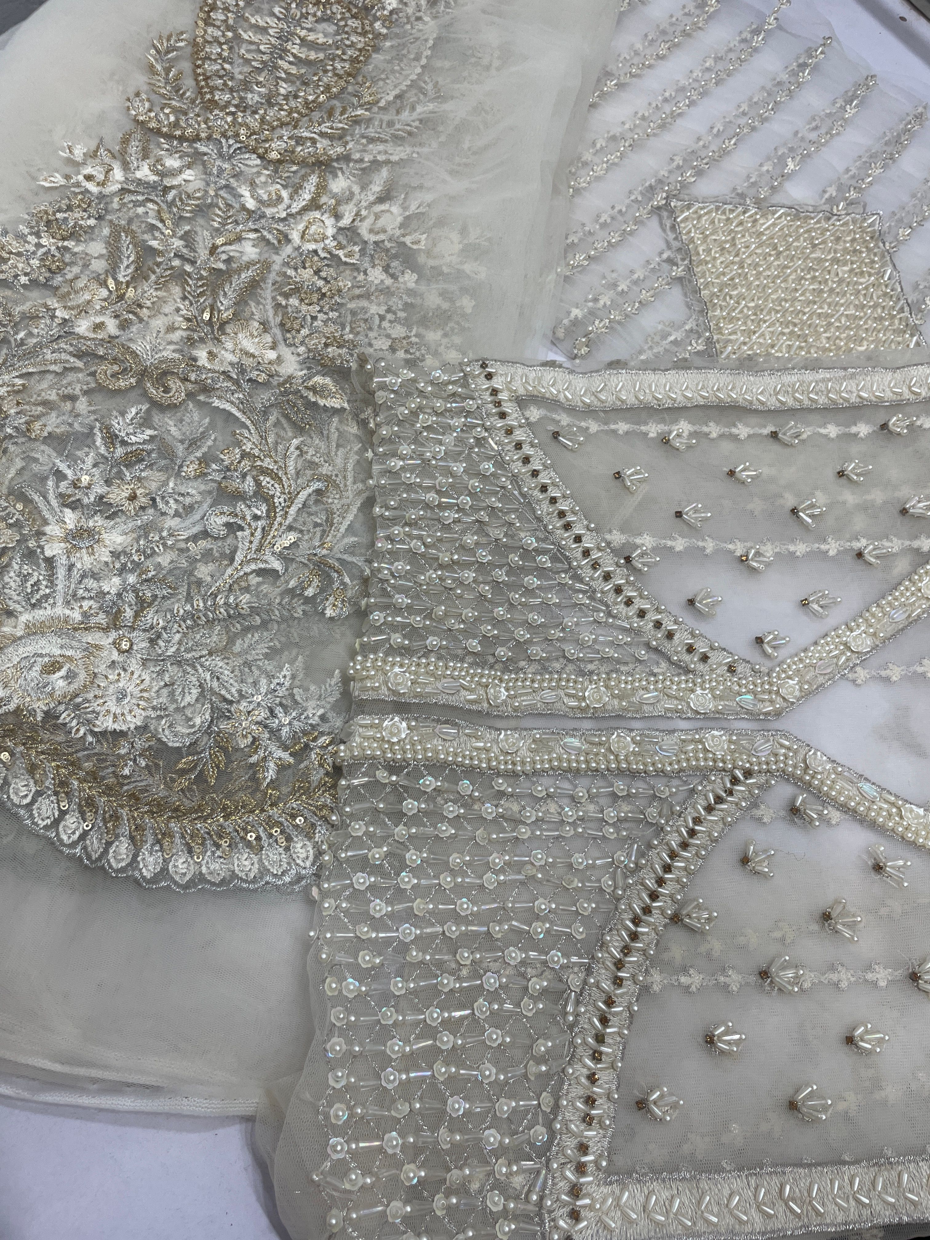 White pearl work front kalliya,Chester back and sleeves deal