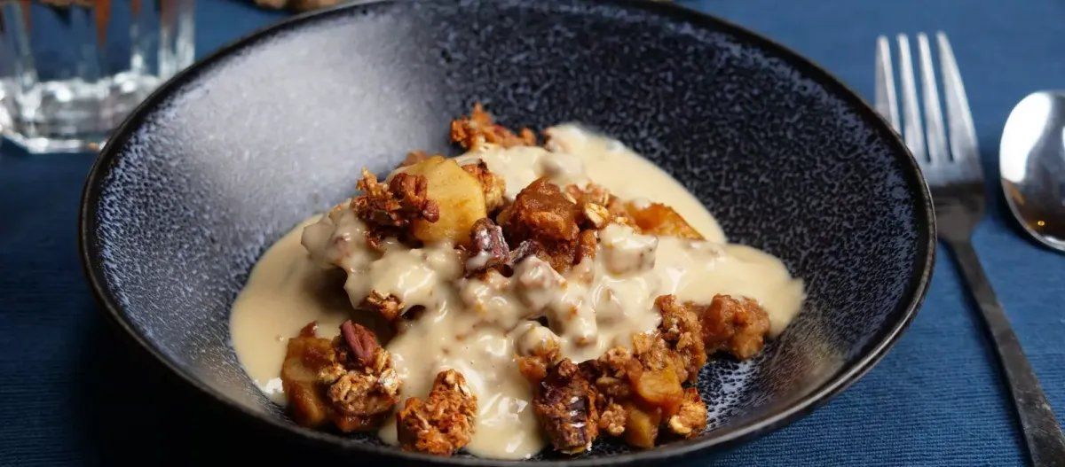 Salted Caramel Apple Crumble and Custard