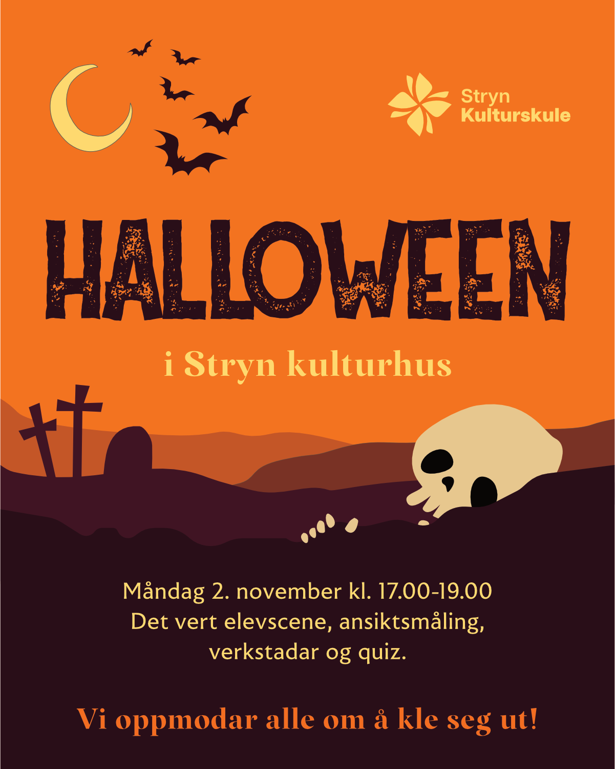 Plakat for Halloween på kulturhuset