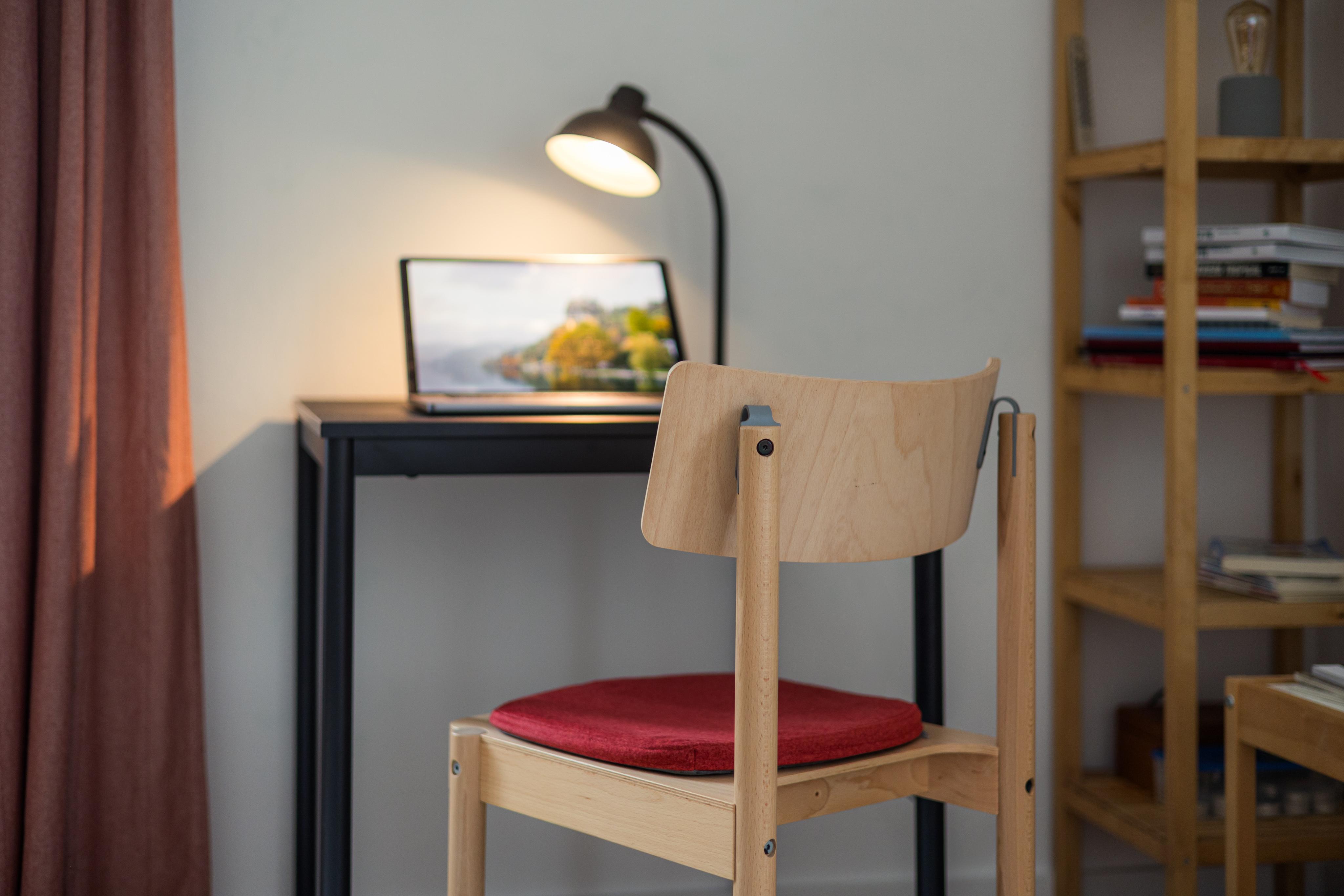 an office table with a chair