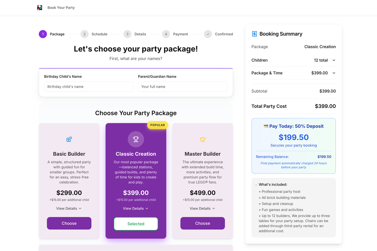 Booking System (Web Checkout & Booking desktop view