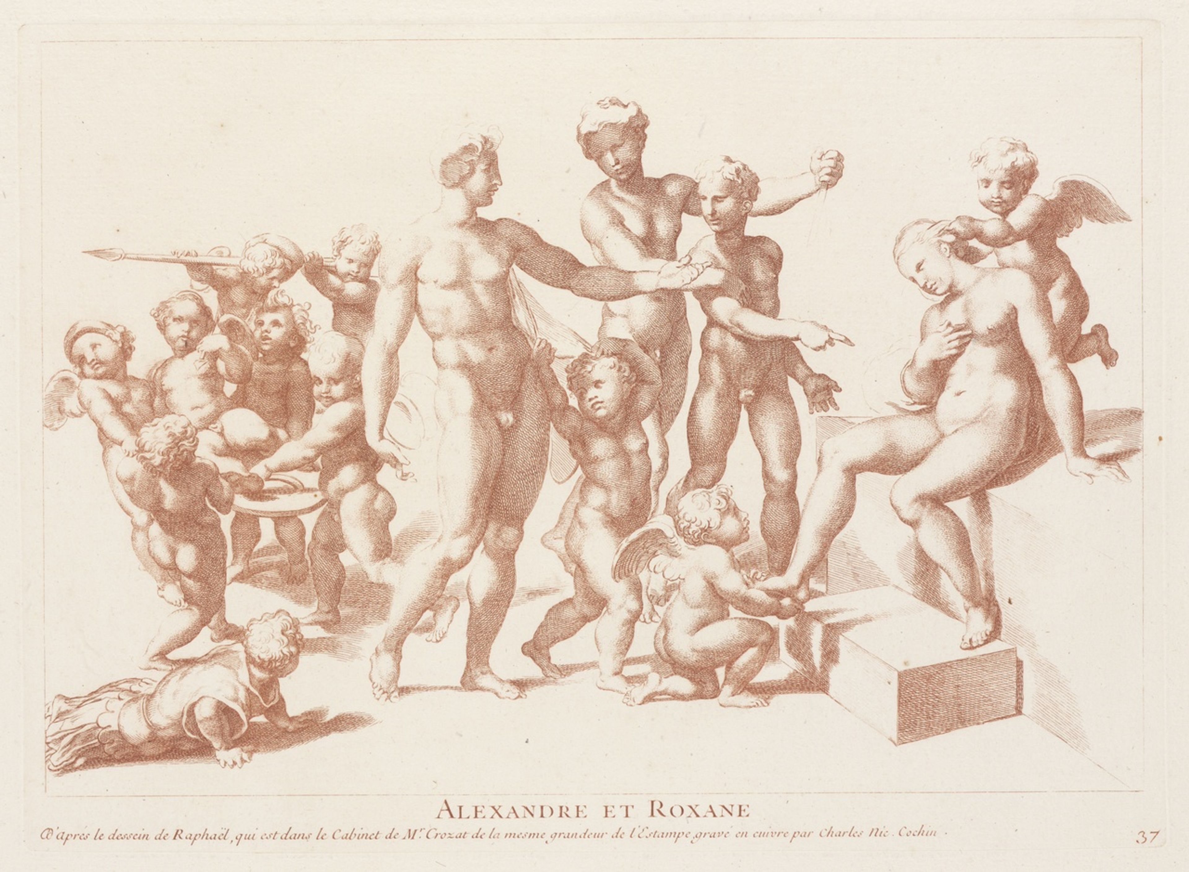 Charles Nicolas Cochin, 'Huwelijk van Alexander de Grote en Roxane', 1710-1729.