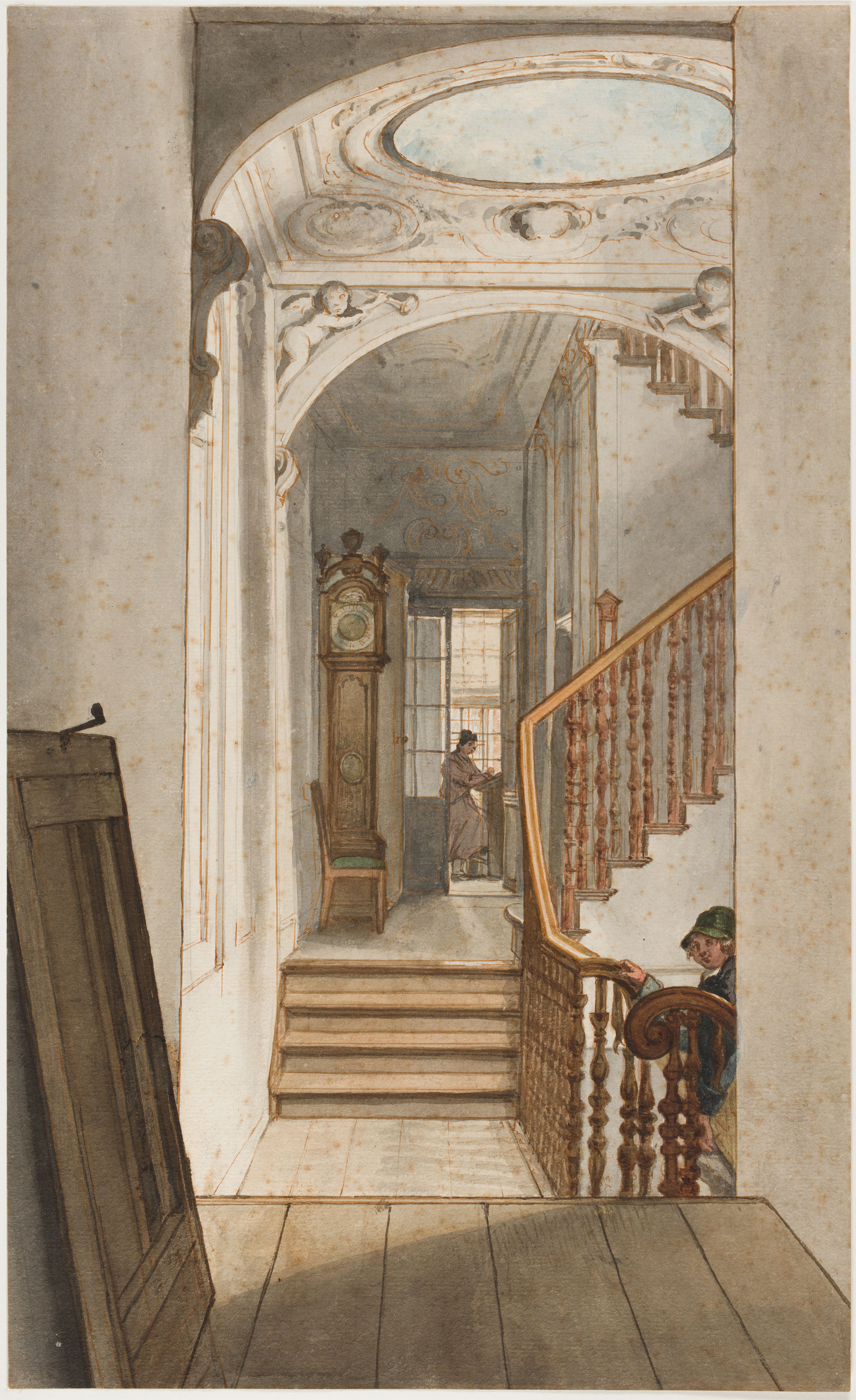 Wybrand Hendriks, 'Hallway and Stairs of The Pieter Teyler House', 1814.