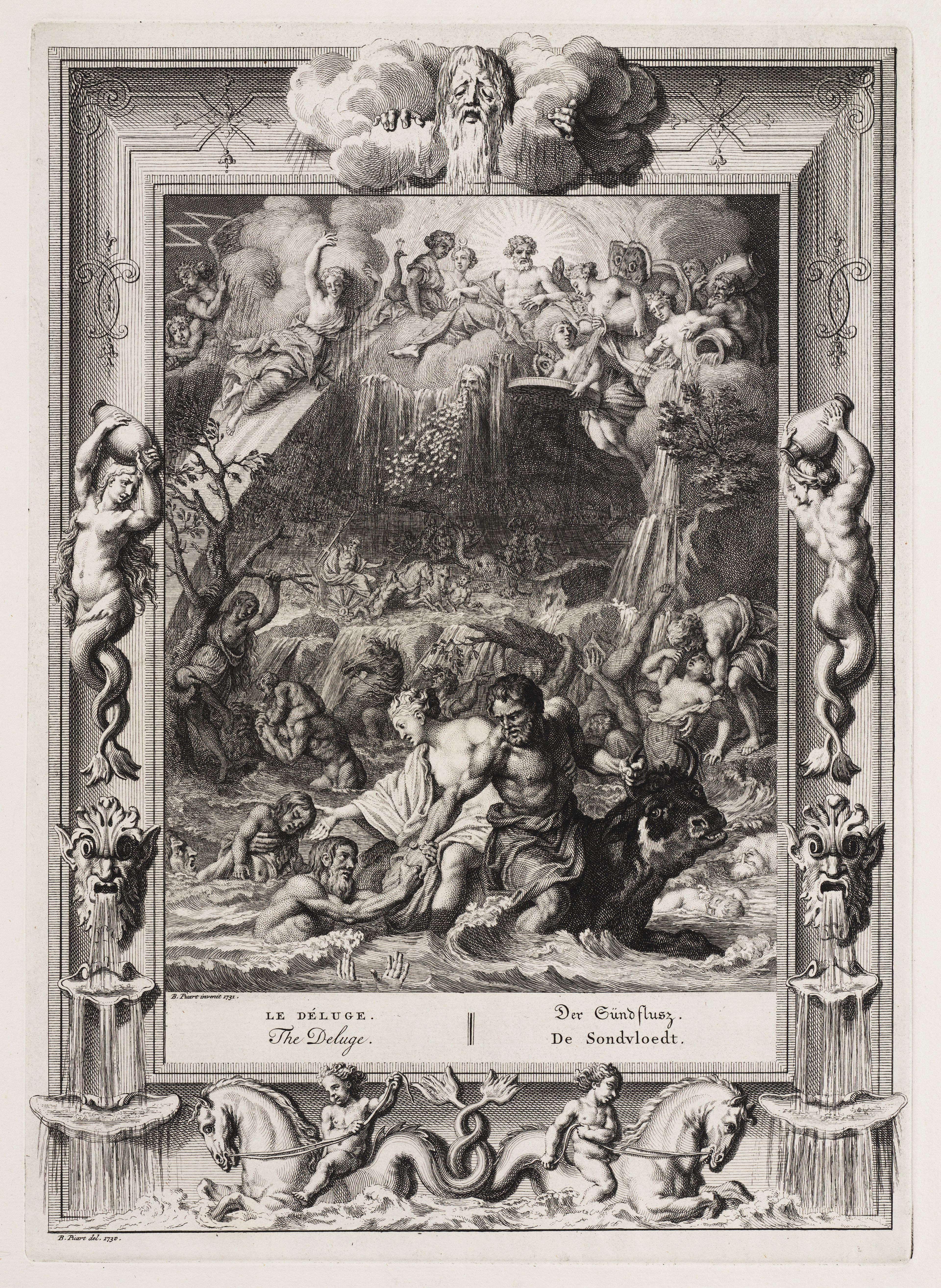 Bernard Picart, 'Tempel der Muzen: De Zondvloed', 1730-1731.