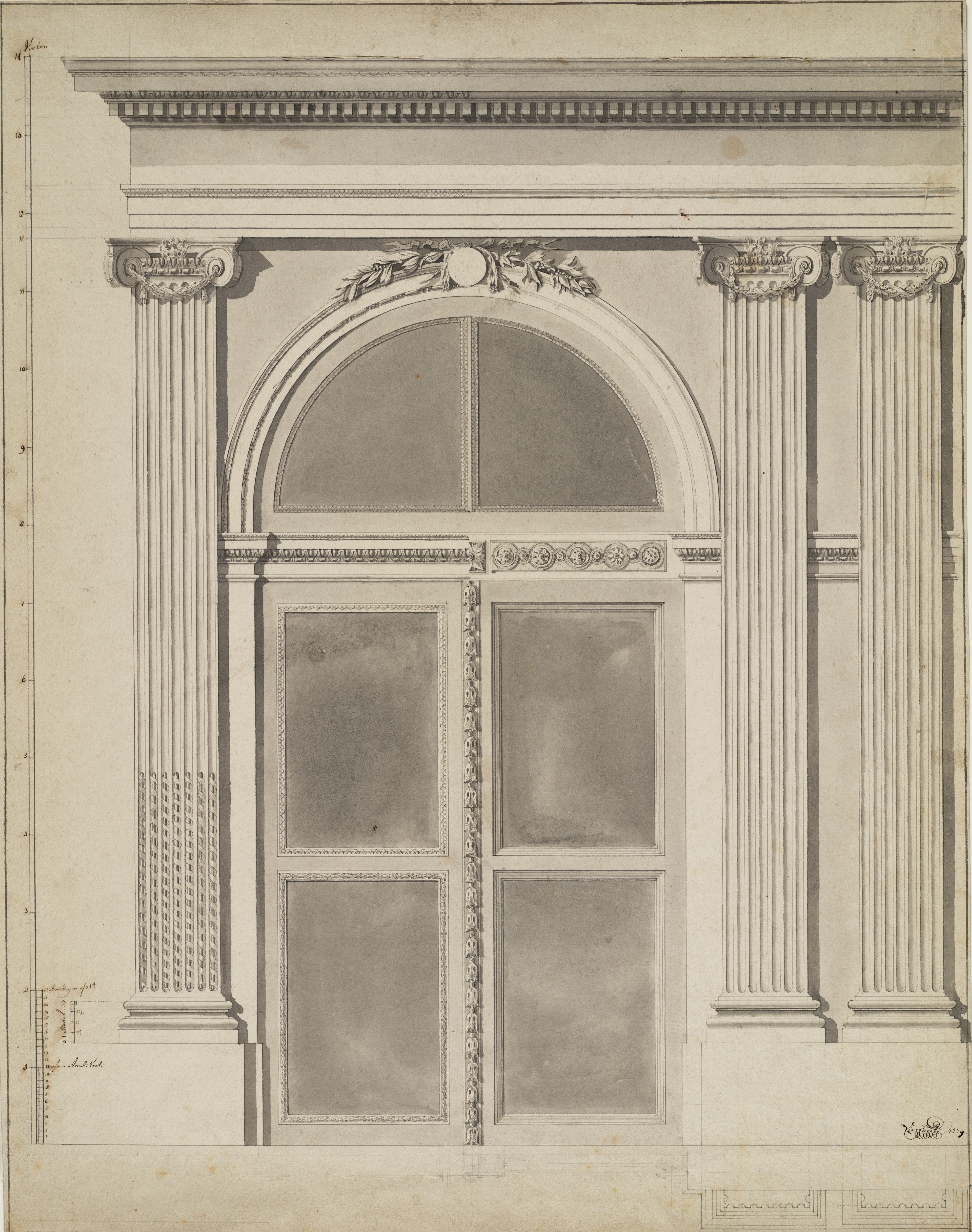 Leendert Viervant, 'Ontwerp voor de kastdeuren in de Ovale Zaal', 1779-1784.