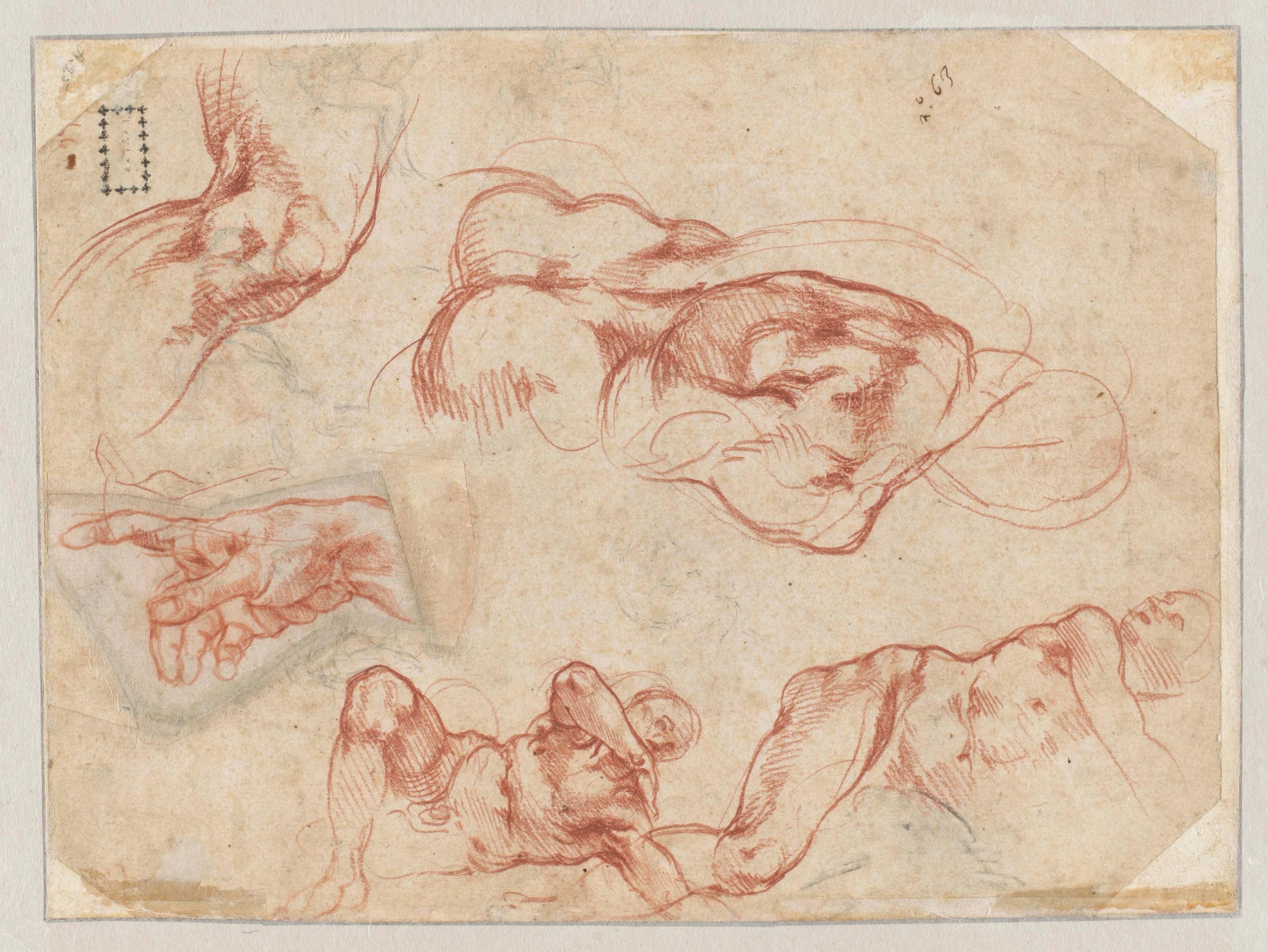 De voorstudie voor de hand van God in de Sixtijnse Kapel, ca. 1511. Collectie Teylers Museum  