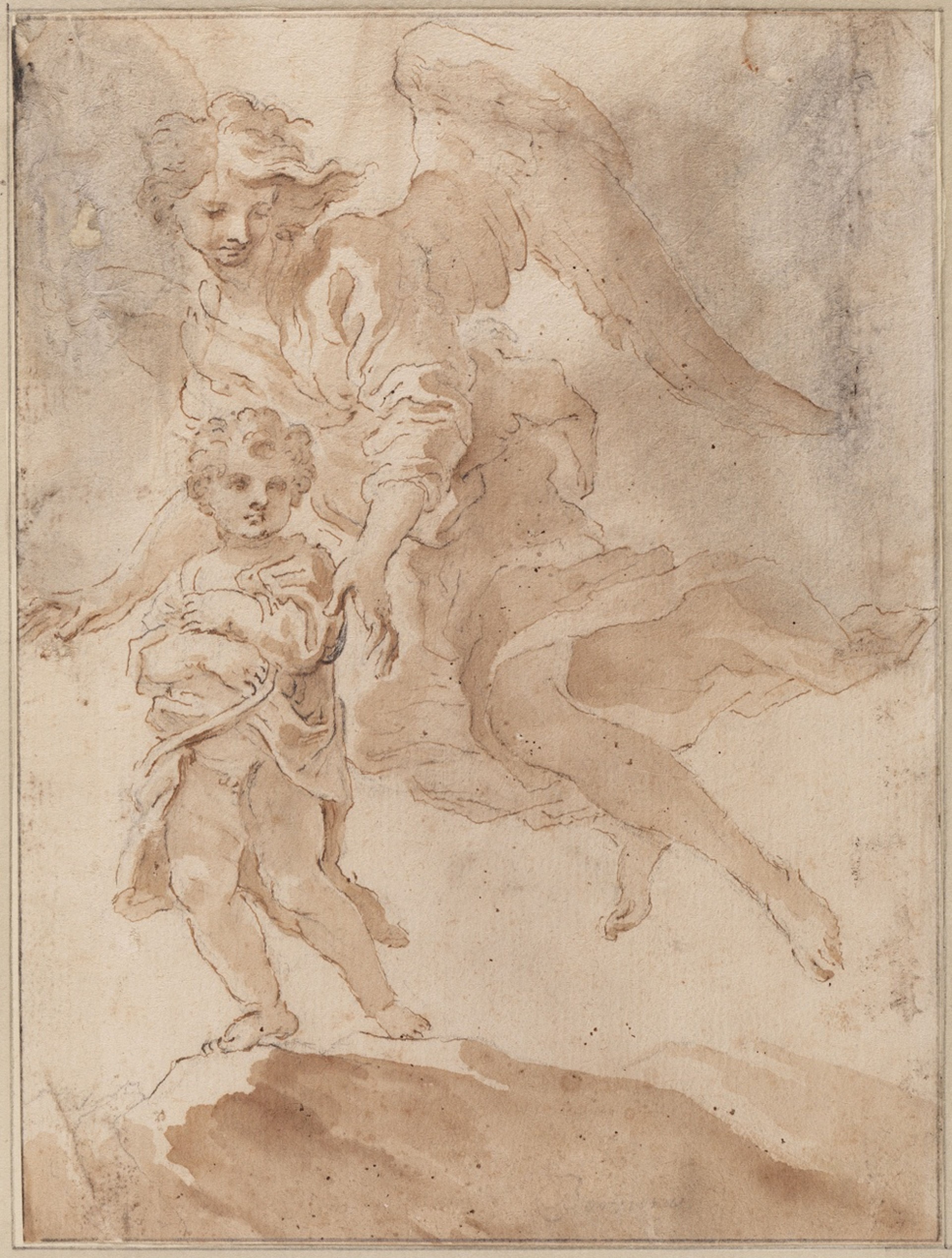 Giovanni Lorenzo Bernini, 'Een kind met een beschermengel', ca. 1660-65.