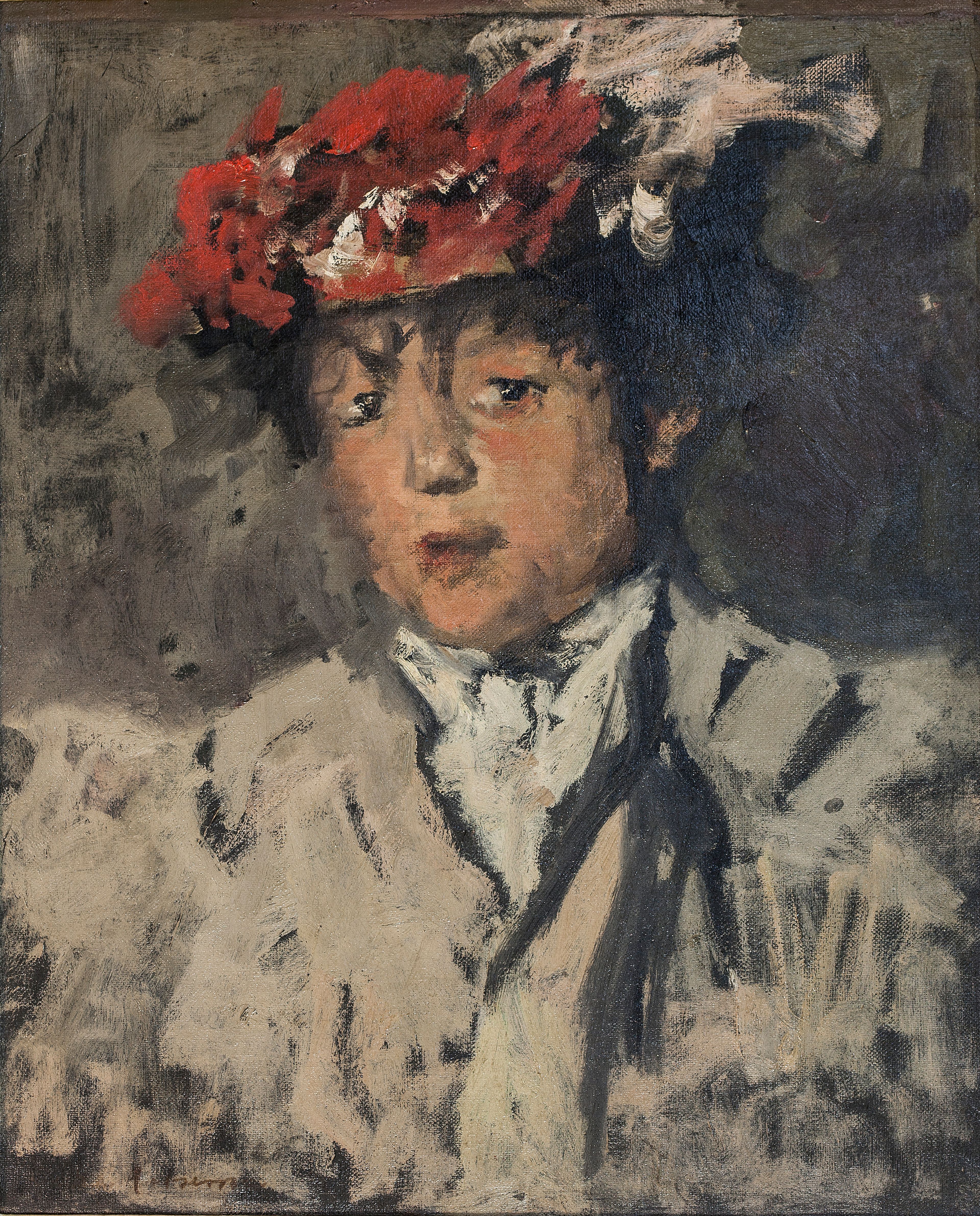 Coba Ritsema, 'Portret van jonge vrouw met rode hoed', 1900-1910.