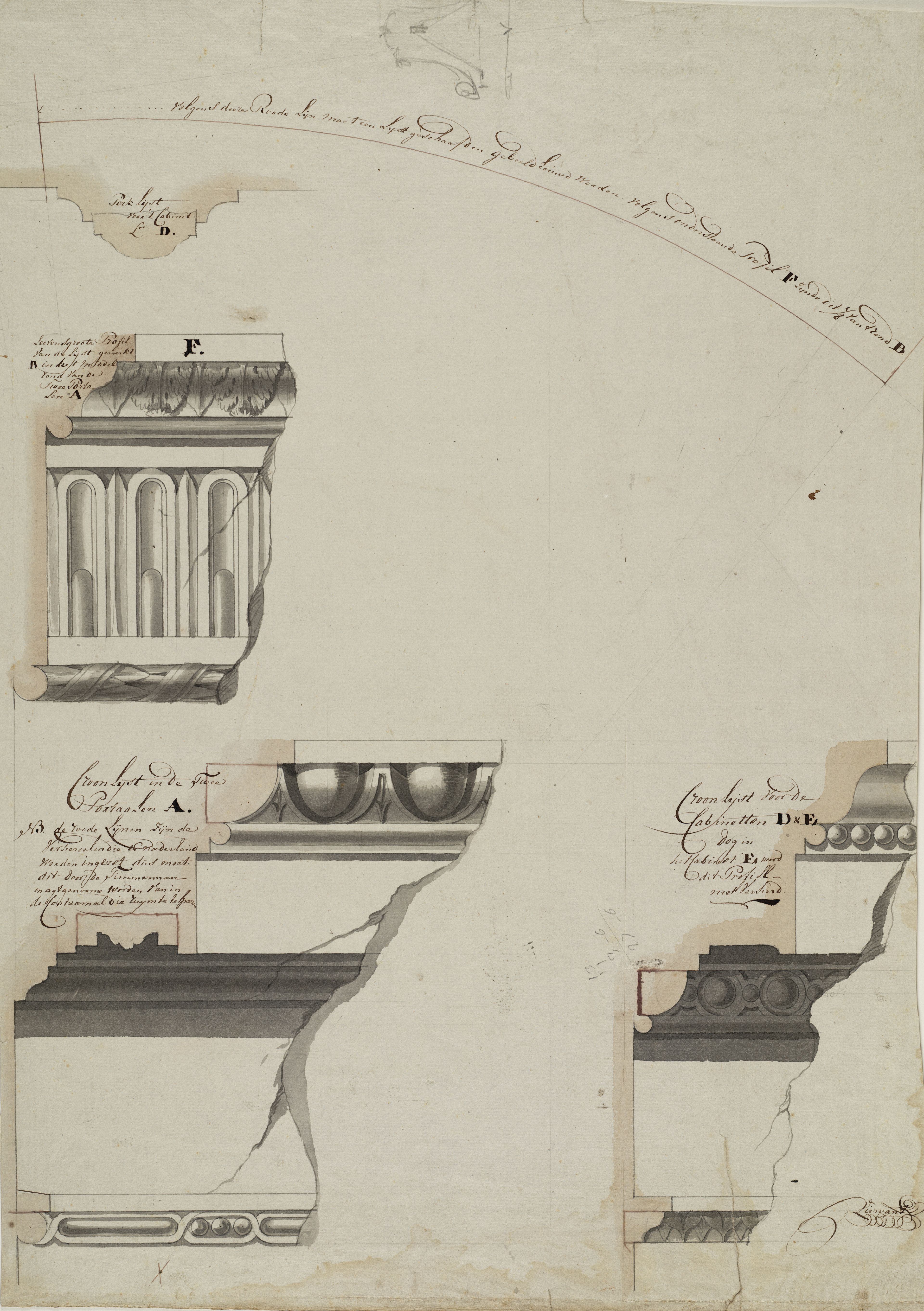 Leendert Viervant, 'Ontwerp voor de kroonlijsten', 1779-1784.