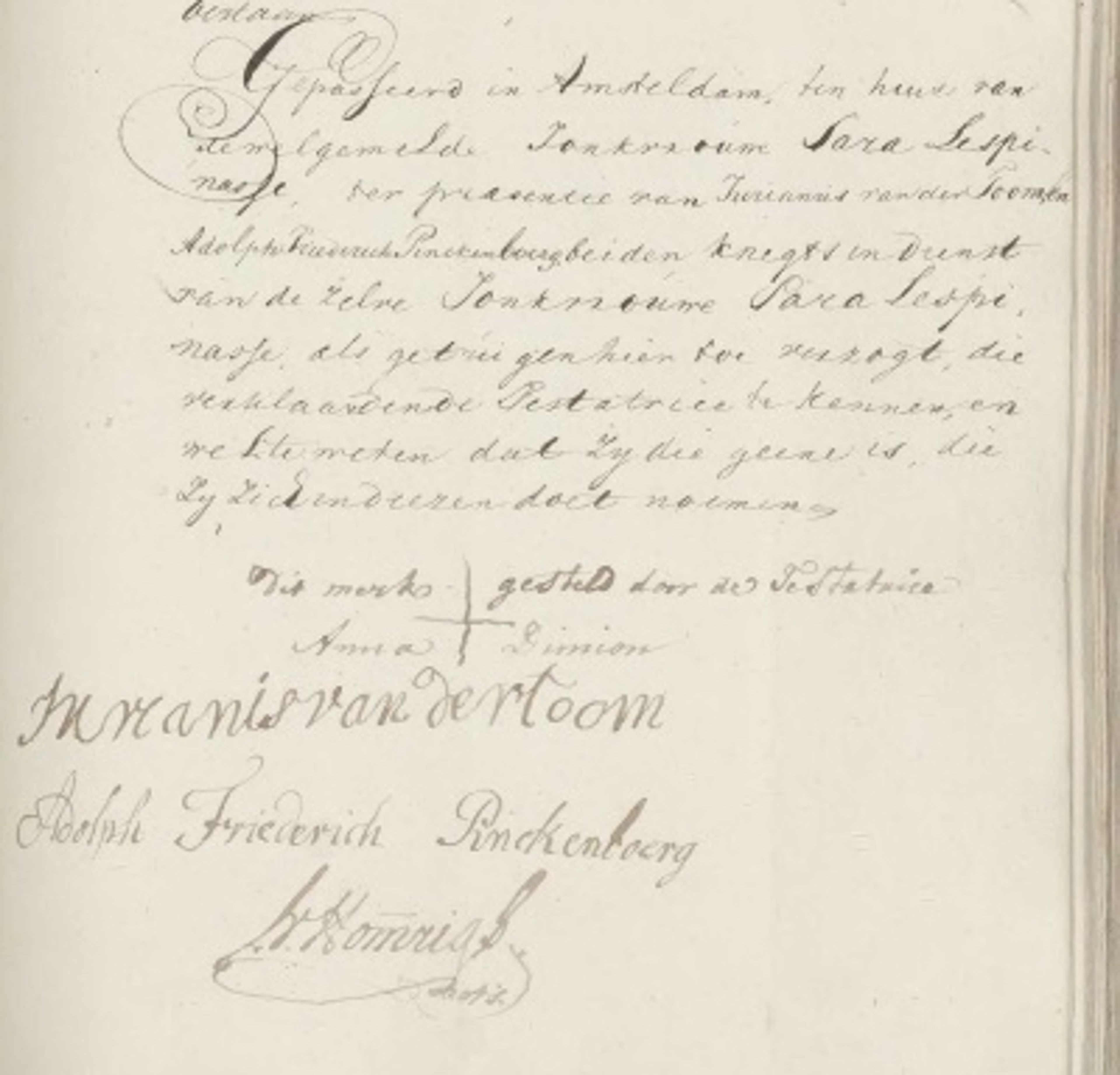 Testament Dumion 1784. Stadsarchief Amsterdam.