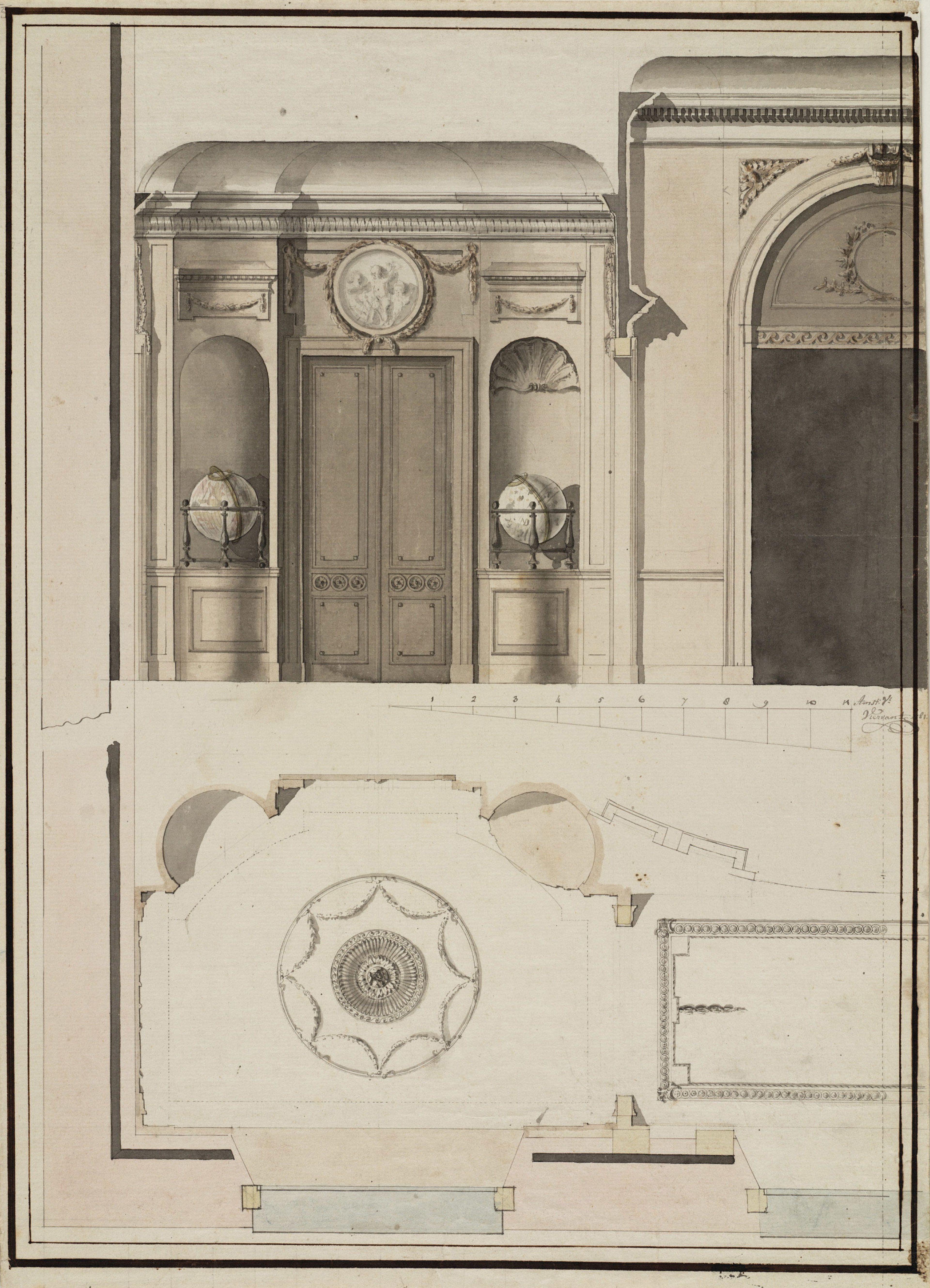 Leendert Viervant, 'Ontwerp voor een hoekkabinet in de Ovale Zaal', 1779-1784.