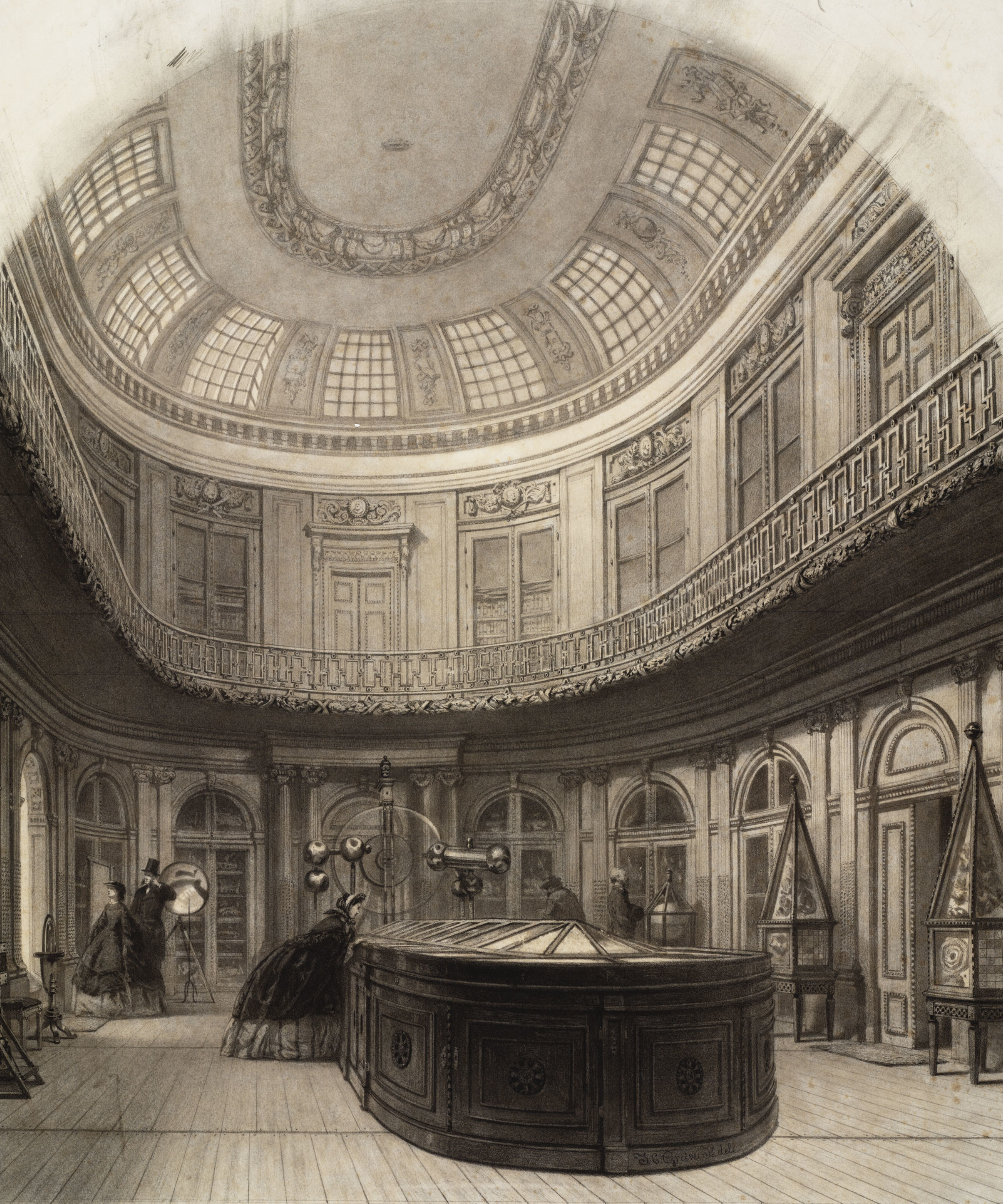Johan Conrad Greive, 'De Ovale Zaal met bezoekers', 1862.