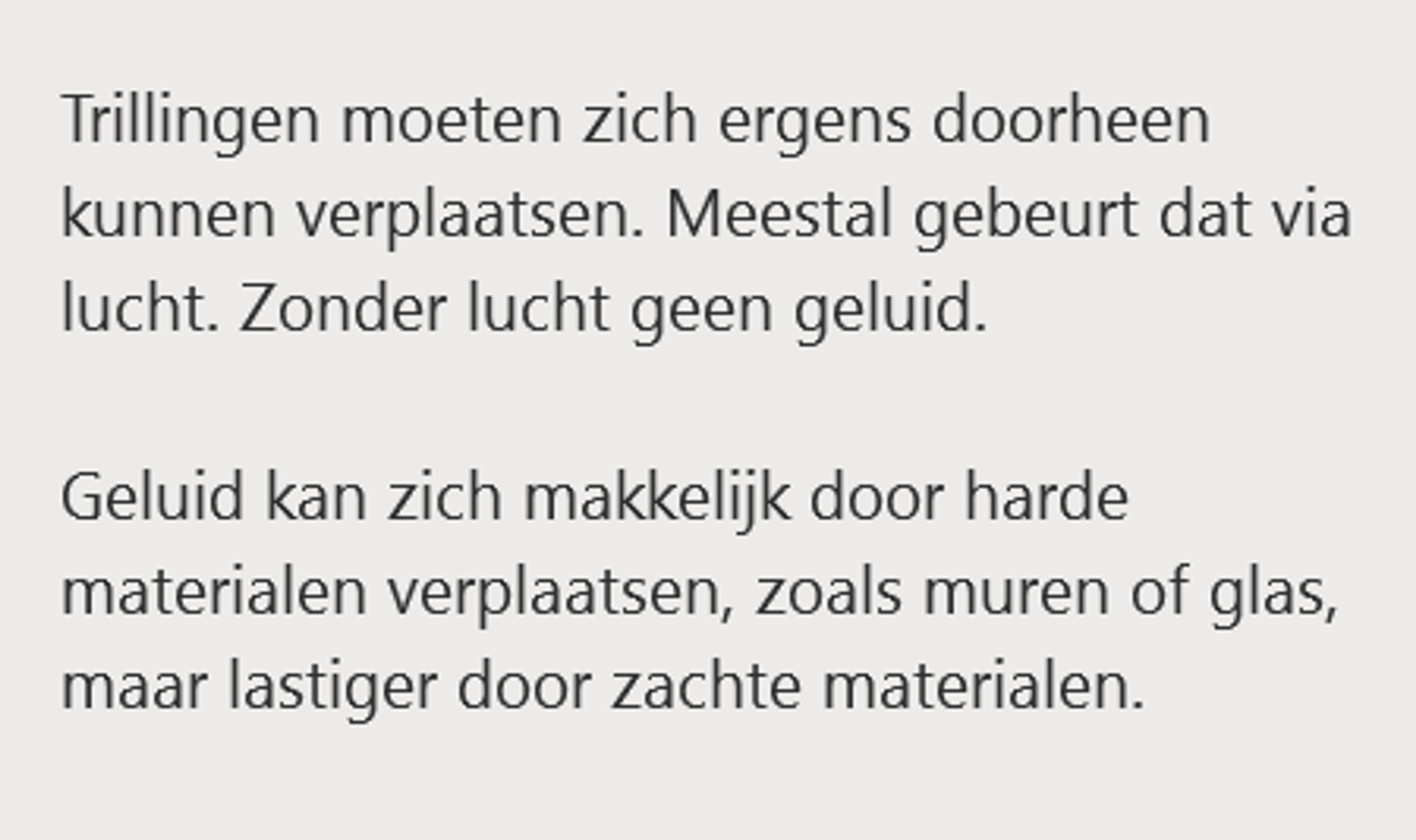 uitleg tekst, geluid door materialen