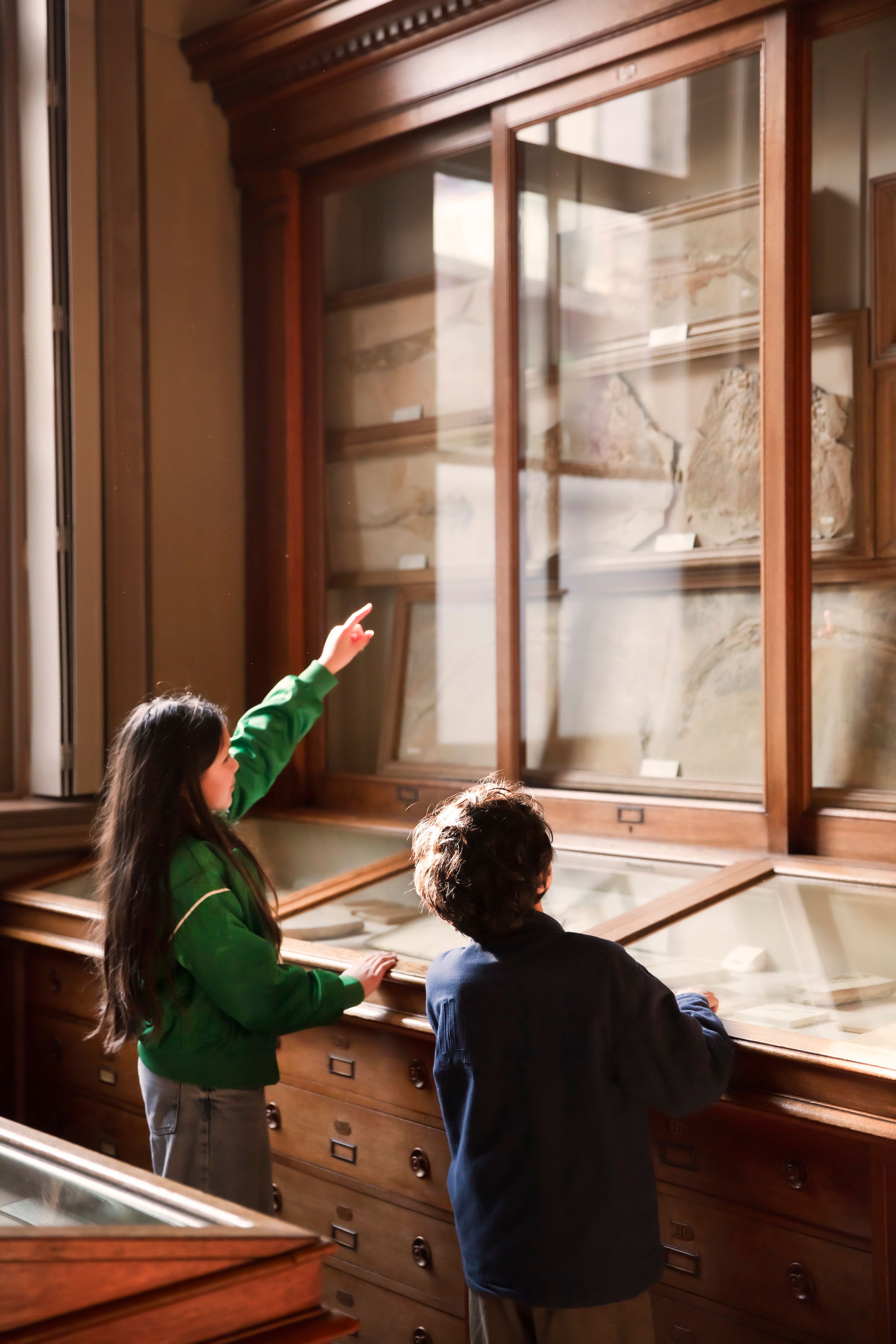Kinderen in de fossielenzaal