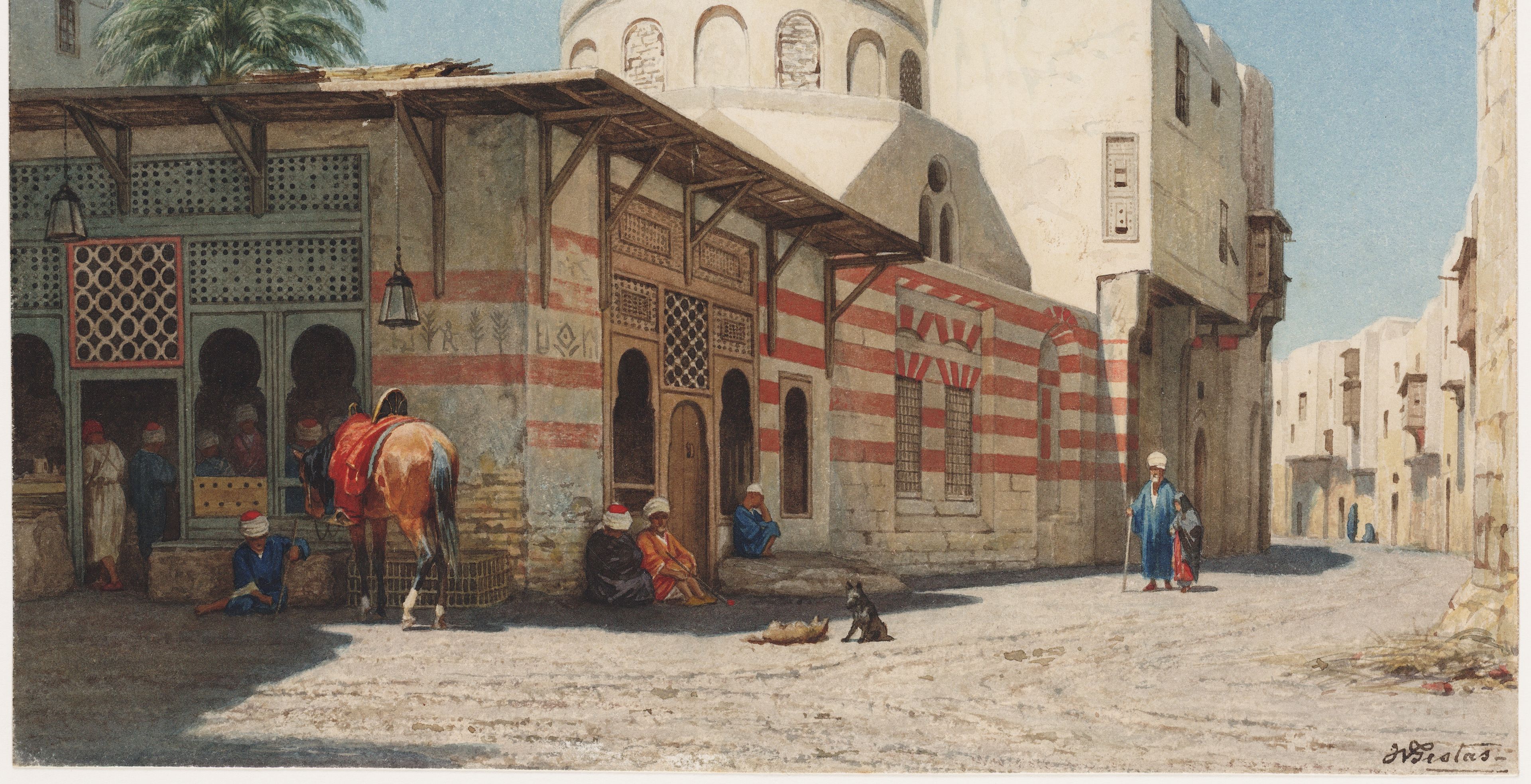 Willem de Famars Testas (1834-1896), Streetscape with coffee house in Cairo, ca 1860-1872.