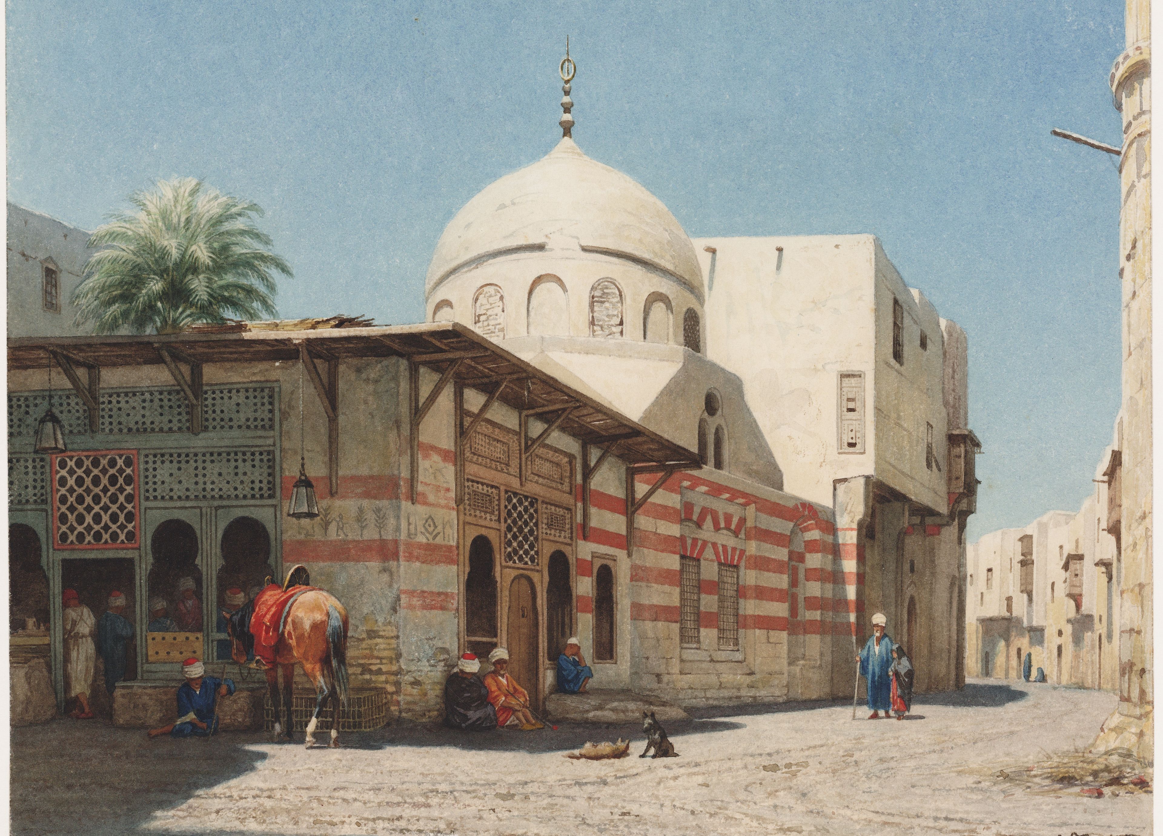 Willem de Famars Testas (1834-1896), Straatgezicht met een koffiehuis in Caïro, ca. 1860-1872. Collectie Teylers Museum.