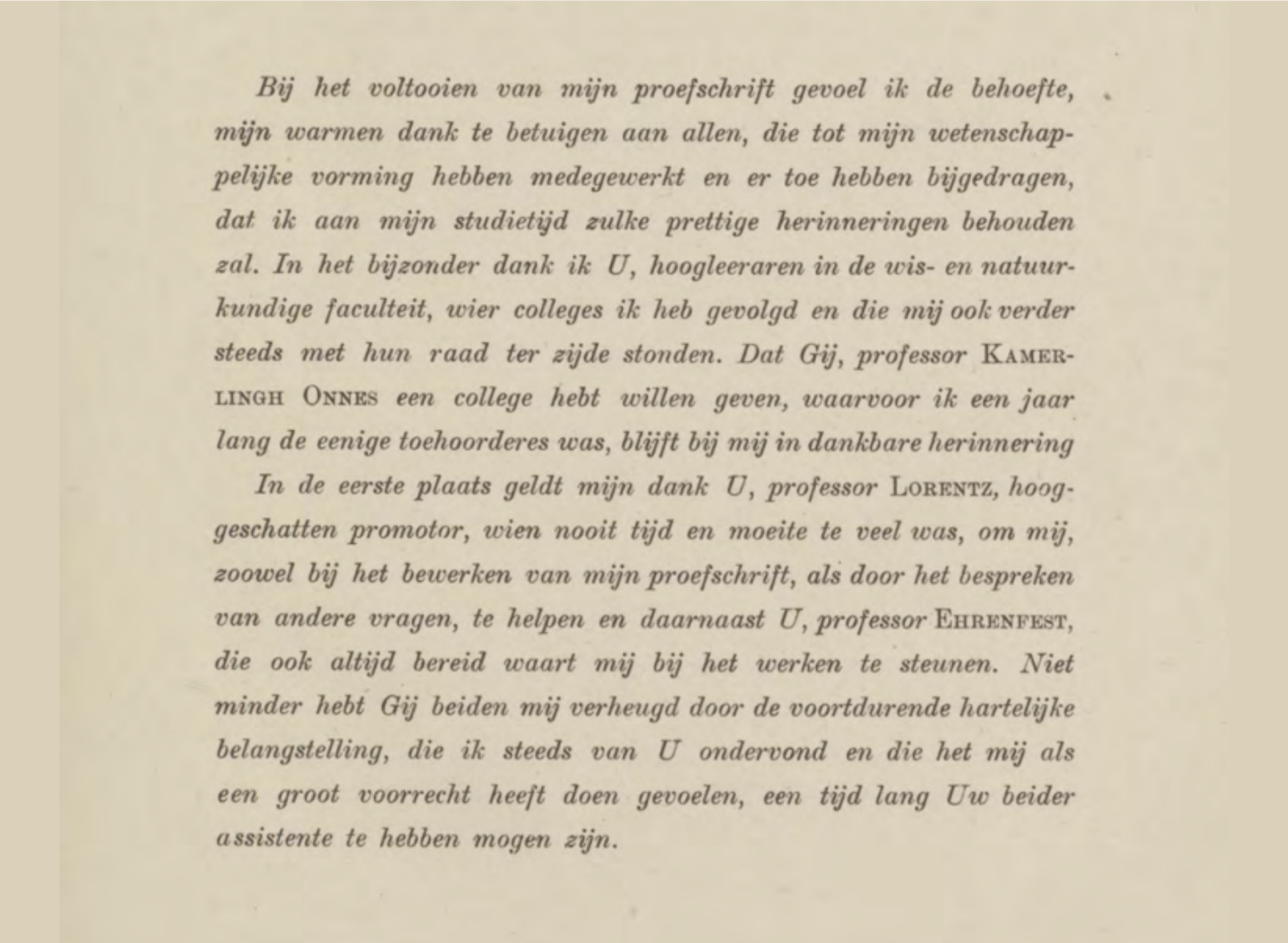 Hendrika Johanna van Leeuwen, dankwoord van ‘Vraagstukken uit de Electronentheorie van het Magnetisme’, 1919. 