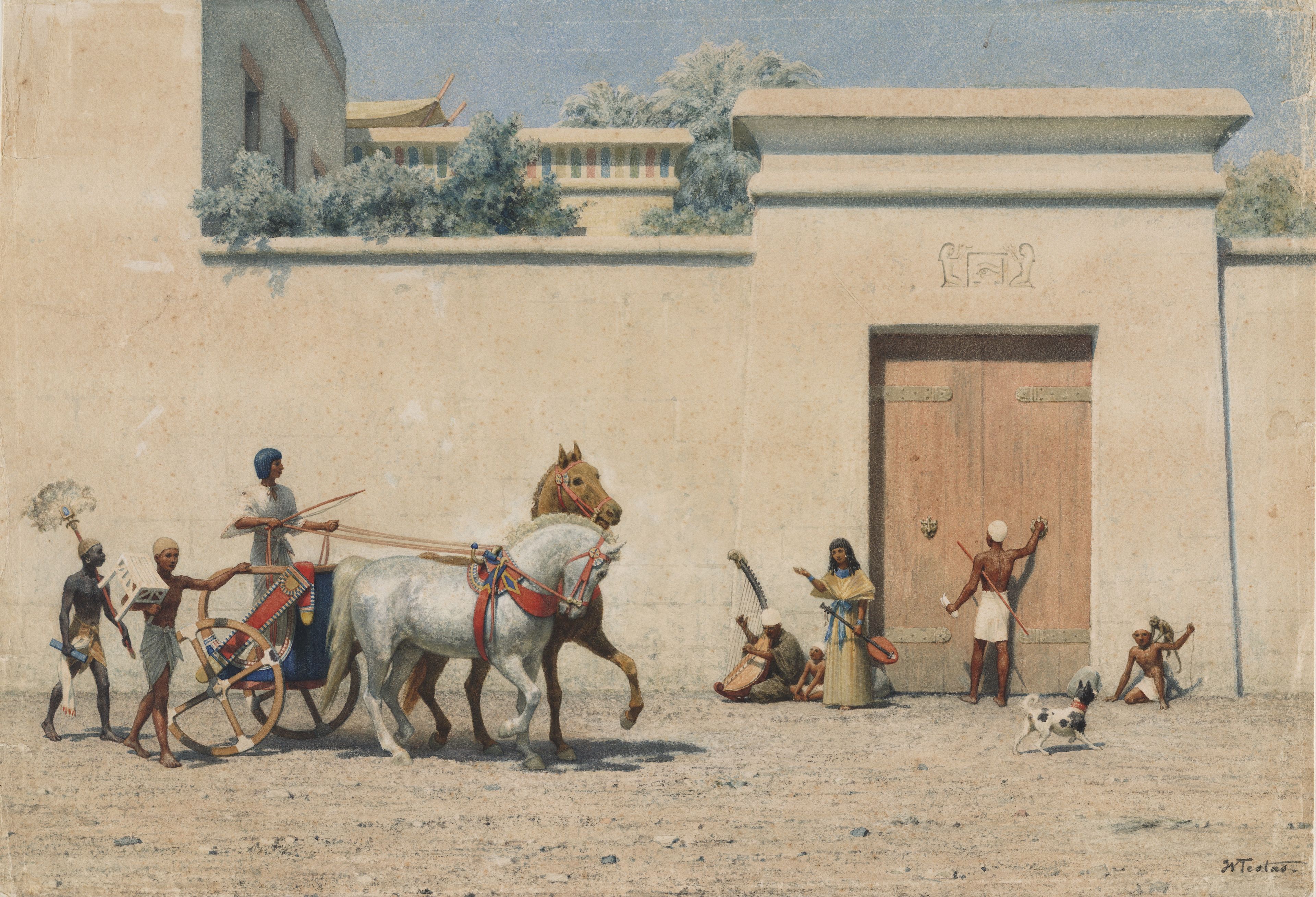 Willem de Famars Testas, 'Een hoogwaardigheidsbekleder uit het Oude Egypte op weg om een bezoek af te leggen', 1860-1872.