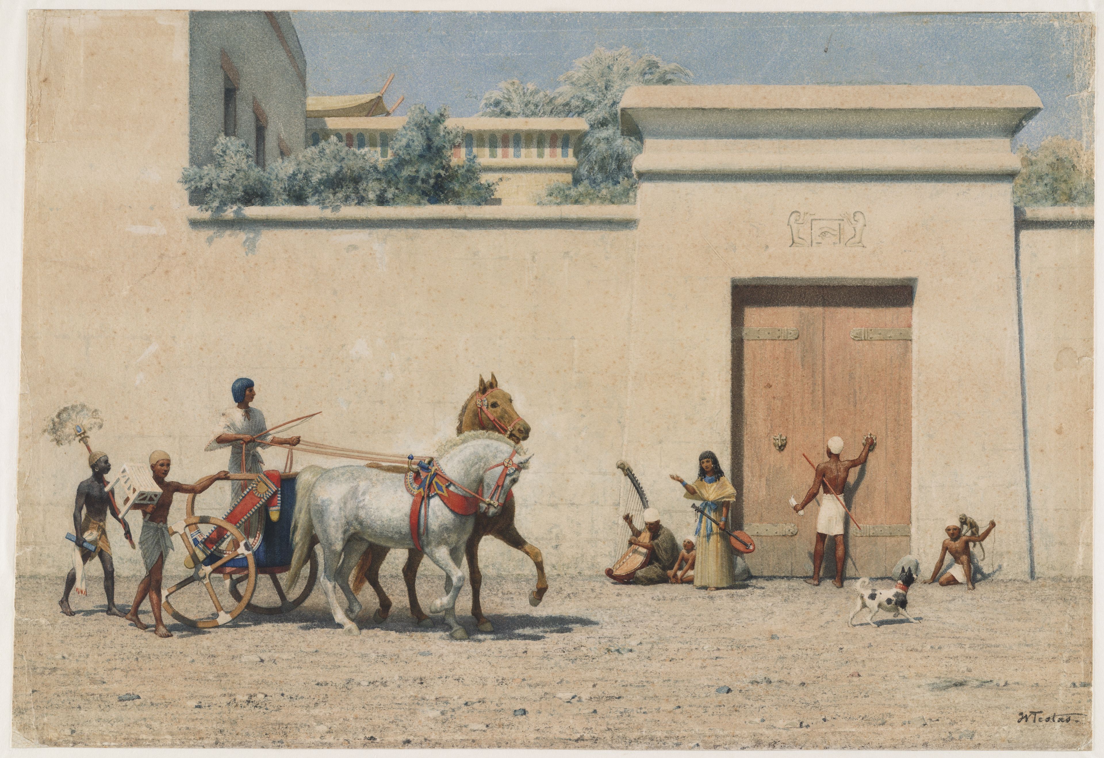 Willem de Famars Testas, 'Een hoogwaardigheidsbekleder uit het Oude Egypte op weg om een bezoek af te leggen', 1860-1872.