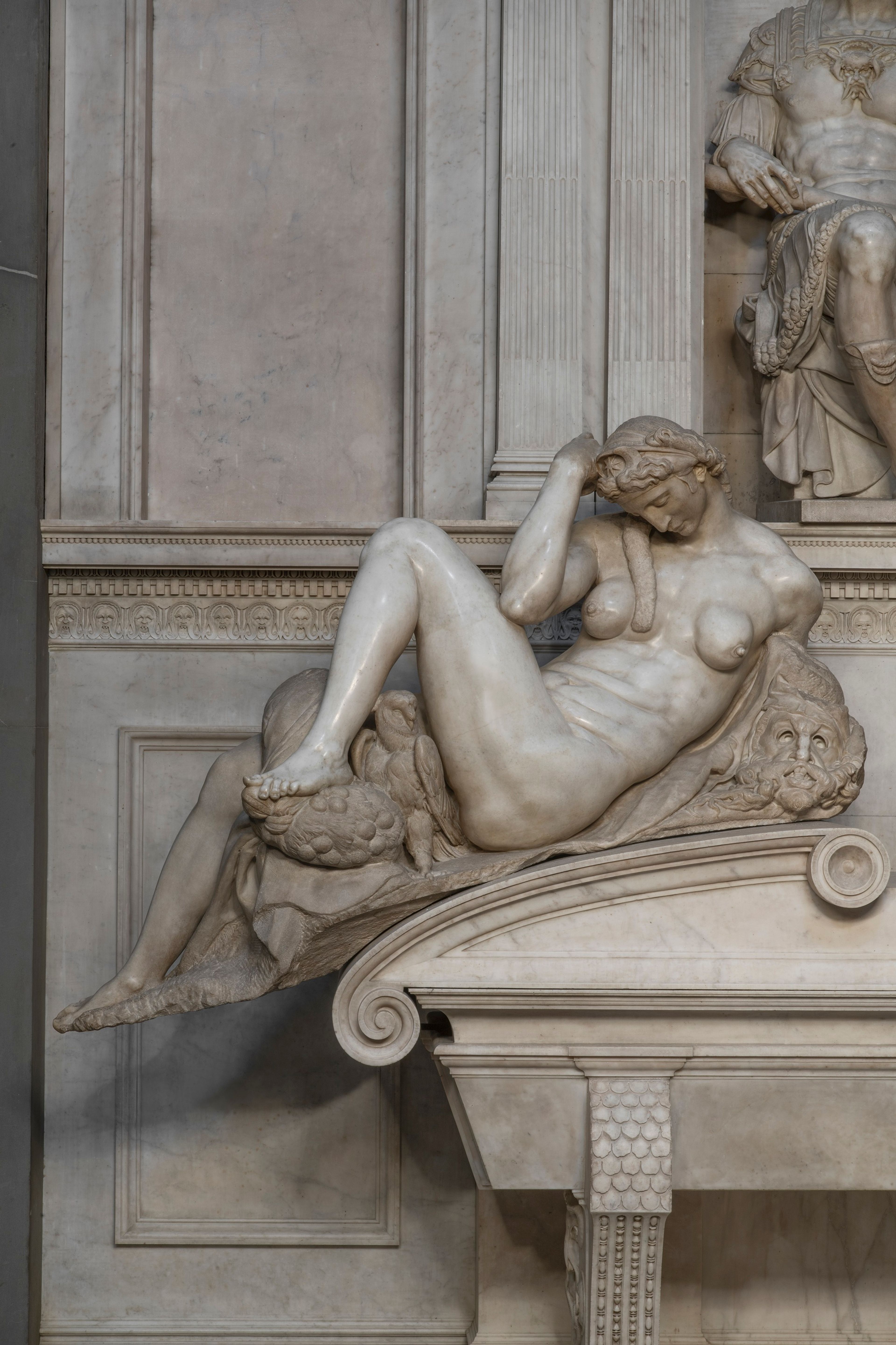 Michelangelo Buonarroti (1474-1564), Nacht, ca. 1524–1534. Florence, San Lorenzo, Medici-kapel