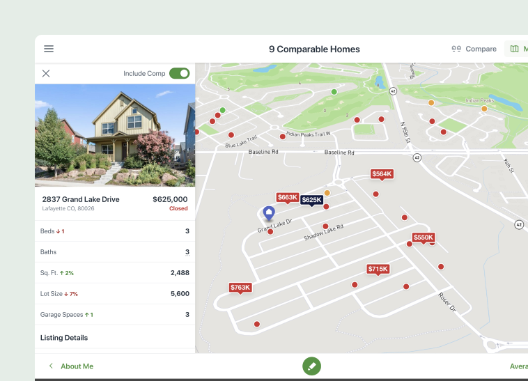 real estate listing presentation screenshot of a Cloud CMA report