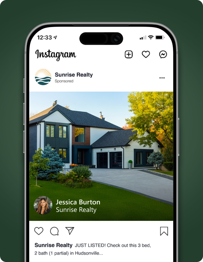 Example of a real estate listing ad on an Instagram feed