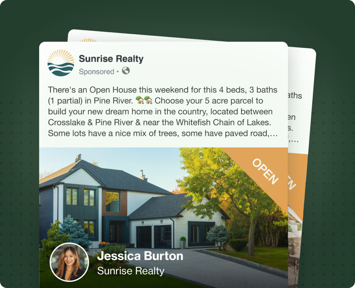 example of a real estate Facebook ad for Sunrise Realty