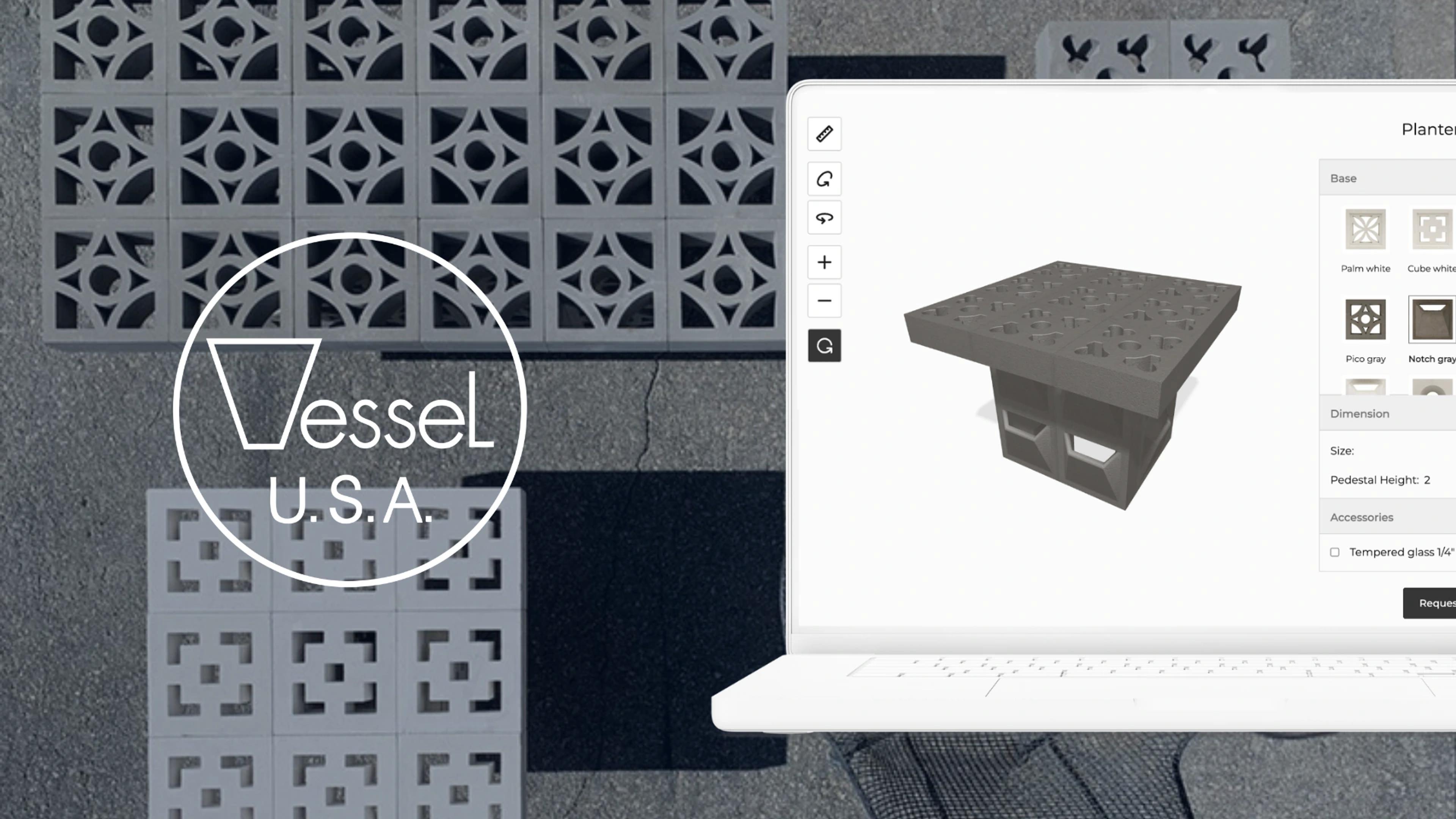 Designer planters & tables - 3D configurator for Vessel U.S.A.