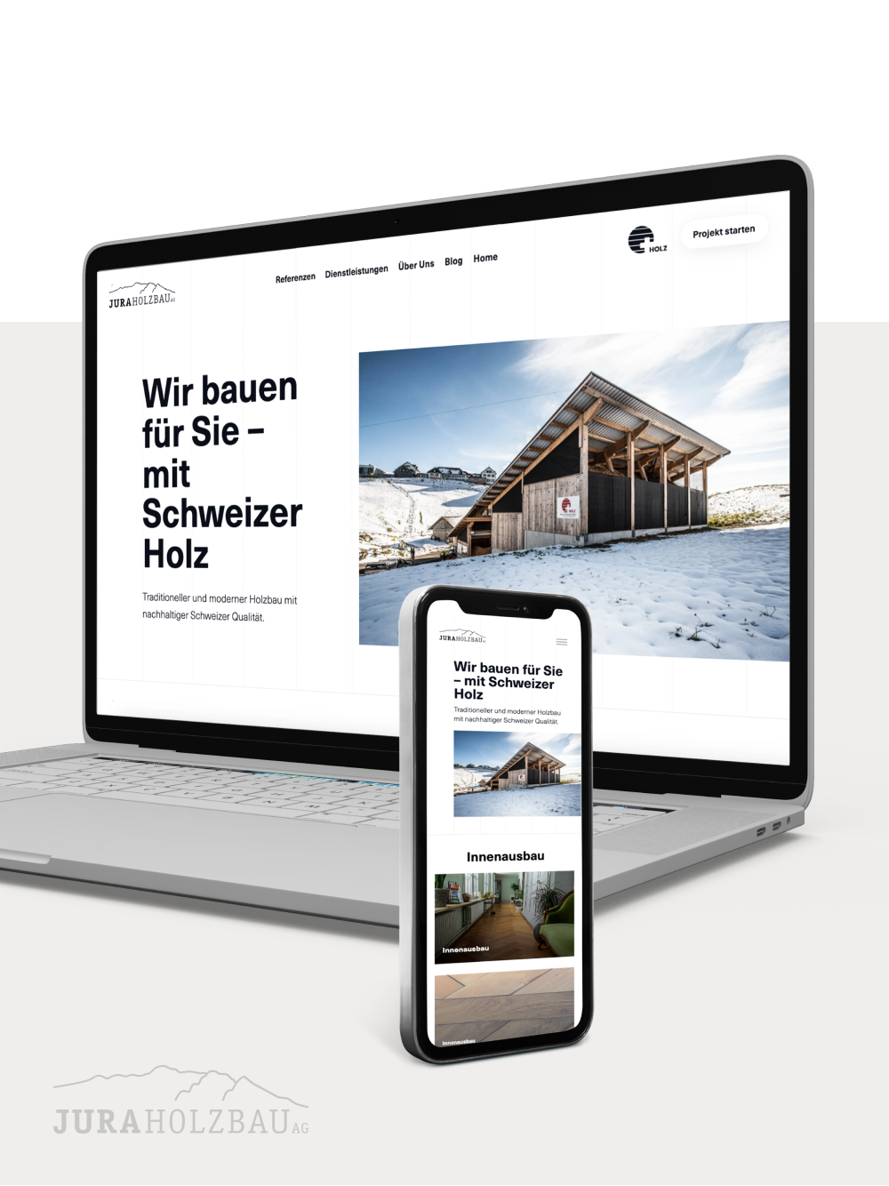 Website mit Anfragekonfigurator für Jura Holzbau AG